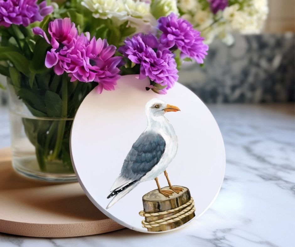 Seagull Ceramic Coaster - MerikaArt