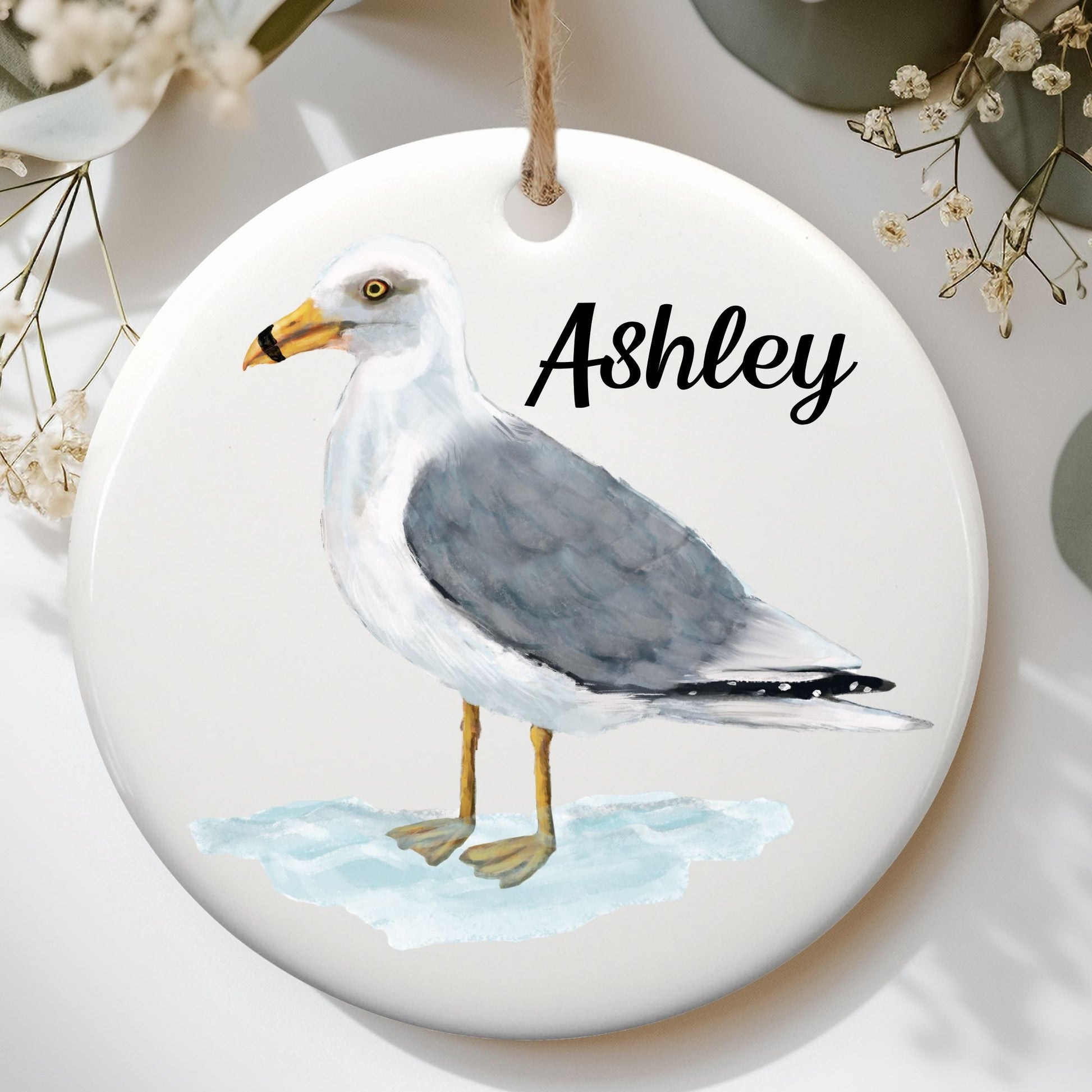 Seagull Ceramic Ornament - MerikaArt