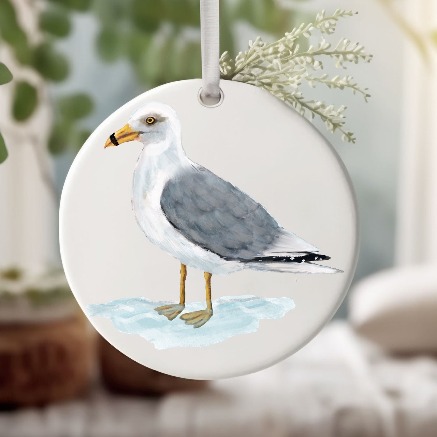 Seagull Ceramic Ornament - MerikaArt