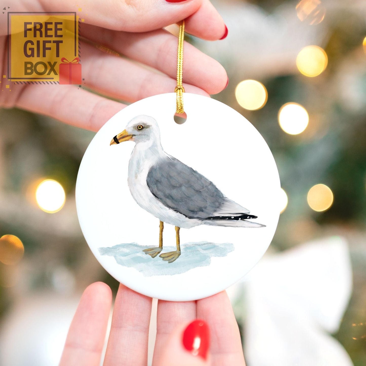 Seagull Ceramic Ornament - MerikaArt