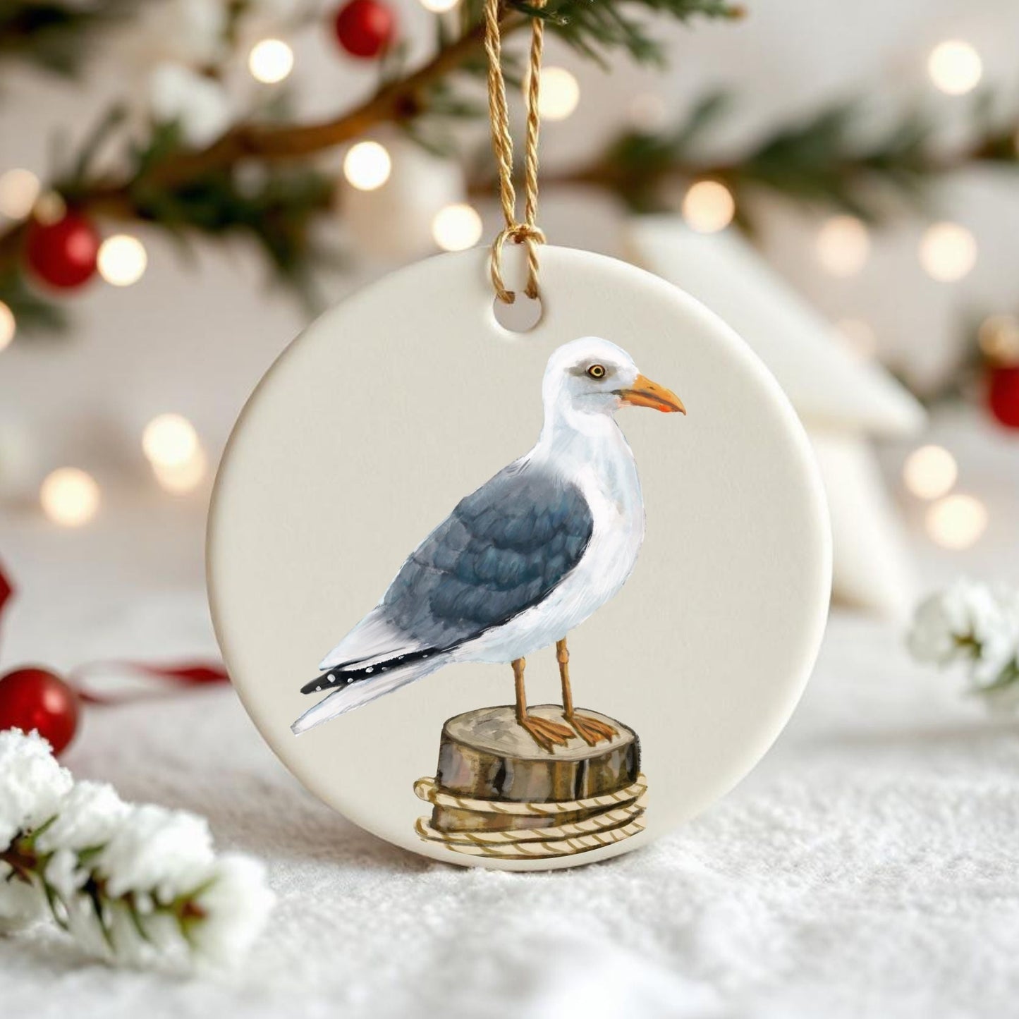 Seagull Ceramic Ornament - MerikaArt