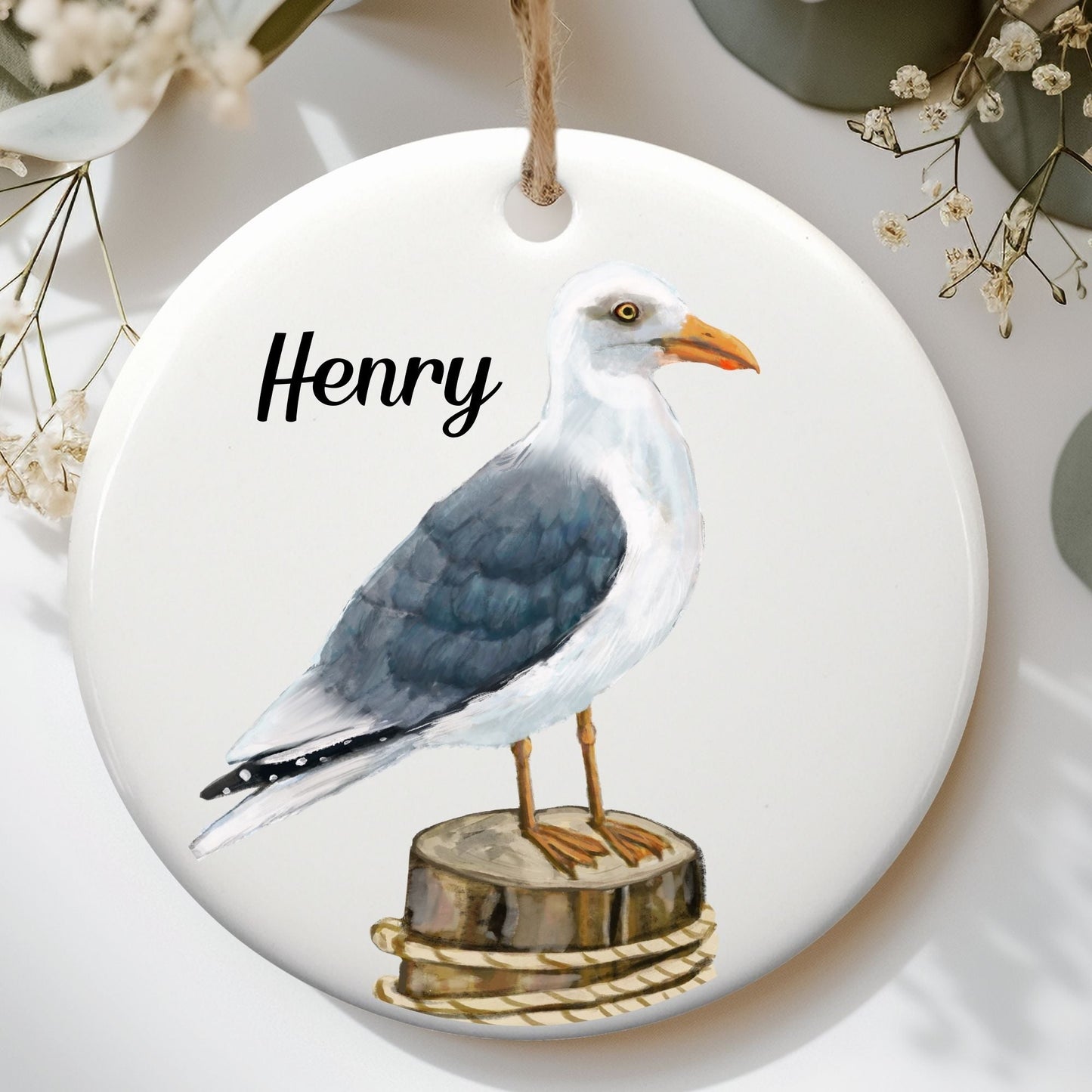 Seagull Ceramic Ornament - MerikaArt