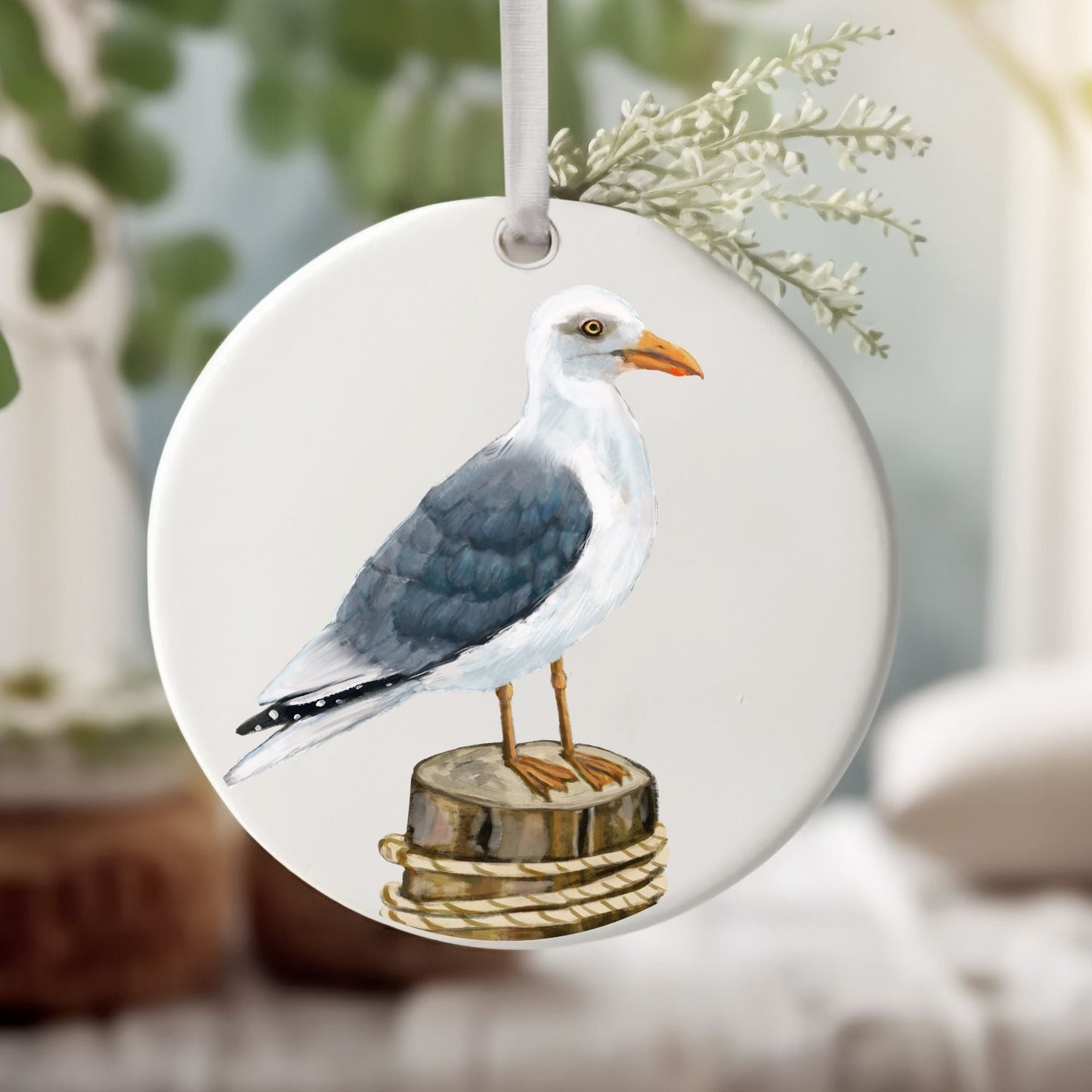 Seagull Ceramic Ornament - MerikaArt