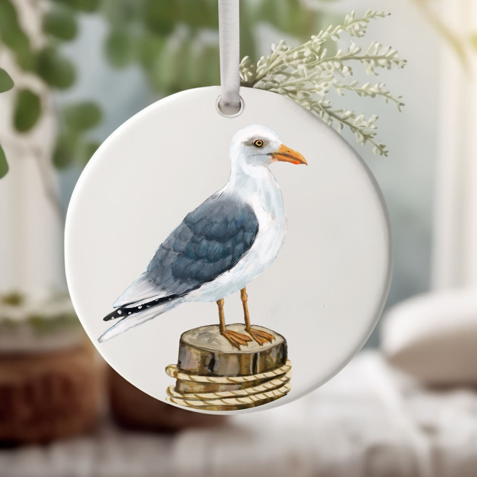 Seagull Ceramic Ornament - MerikaArt