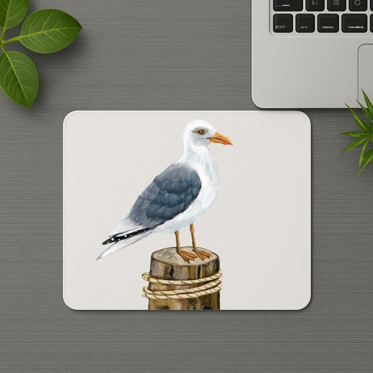 Seagull on Dock Mousepad - MerikaArt