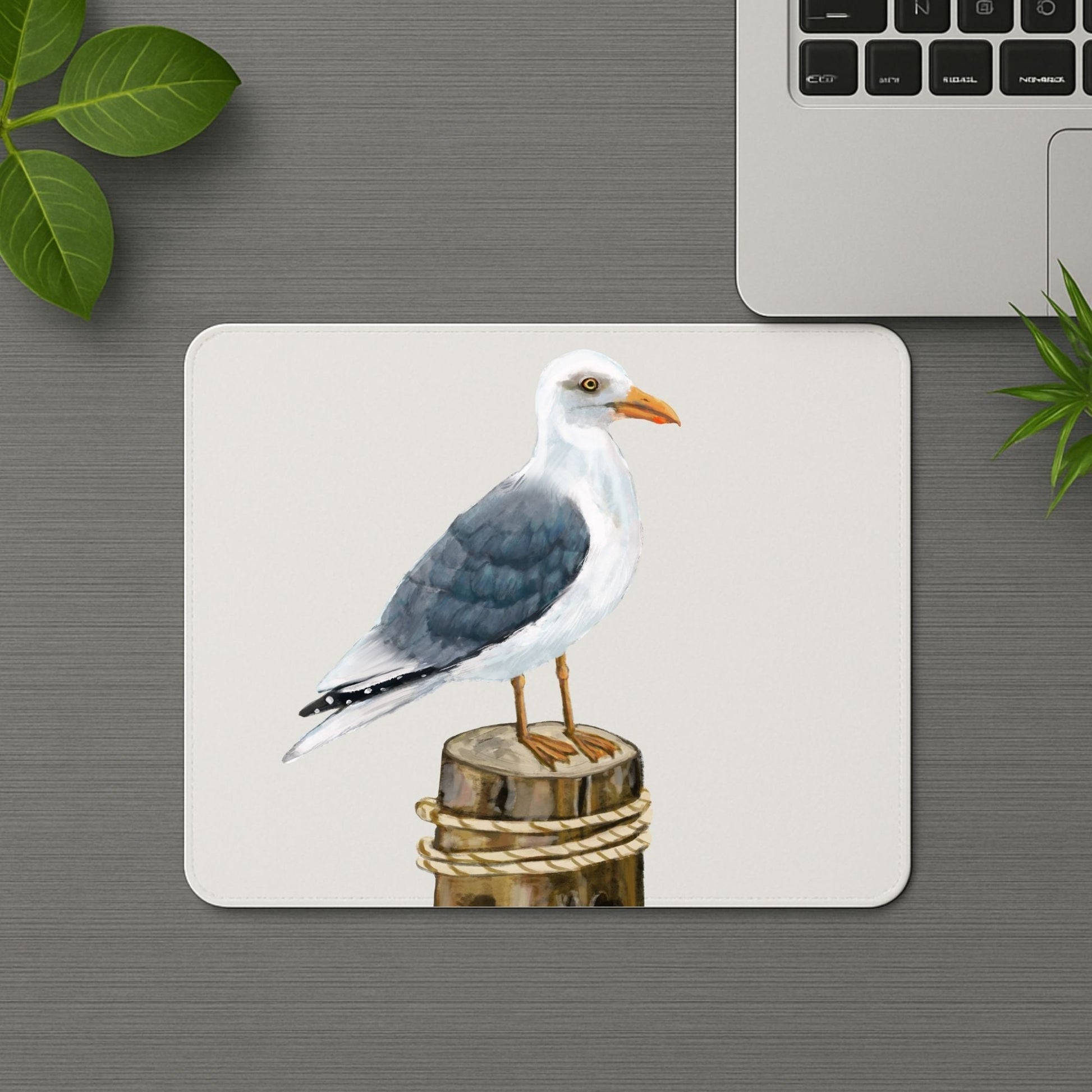 Seagull on Dock Mousepad - MerikaArt