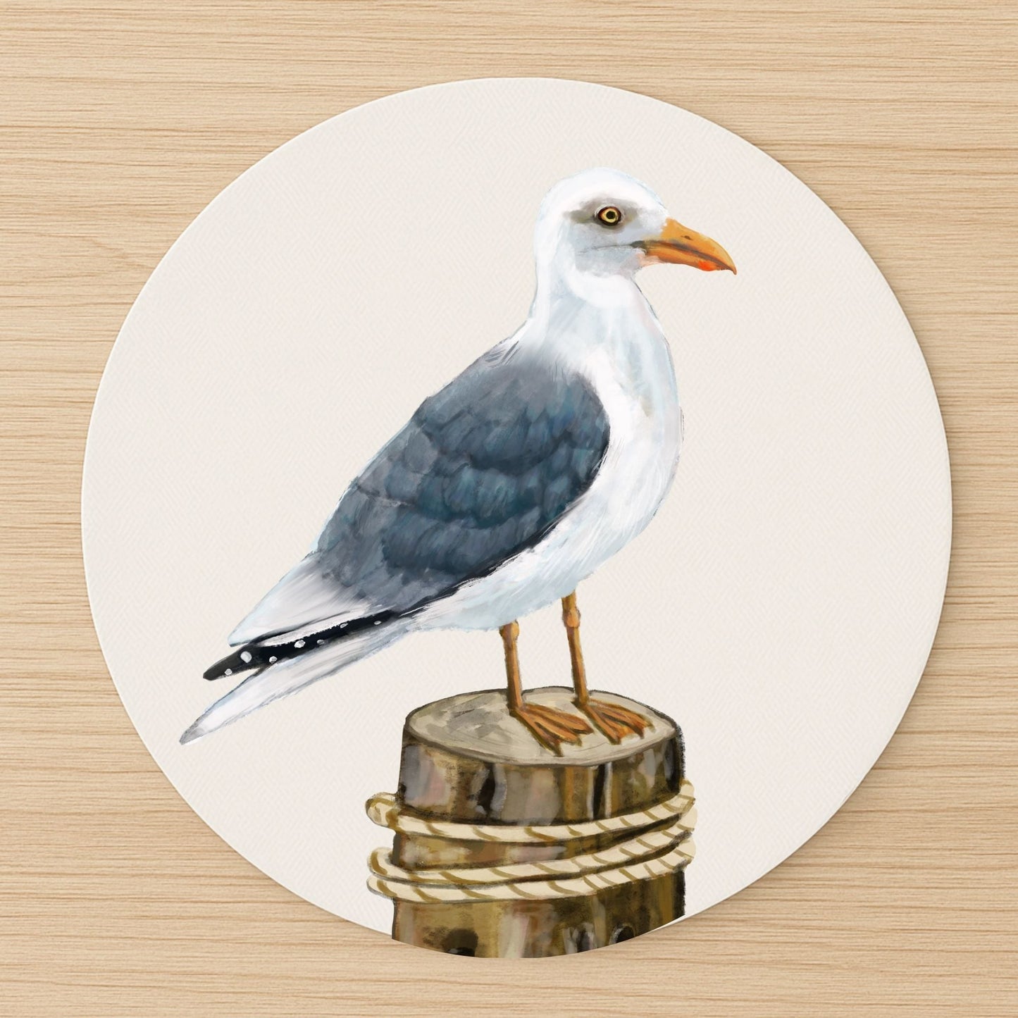 Seagull on Dock Mousepad - MerikaArt