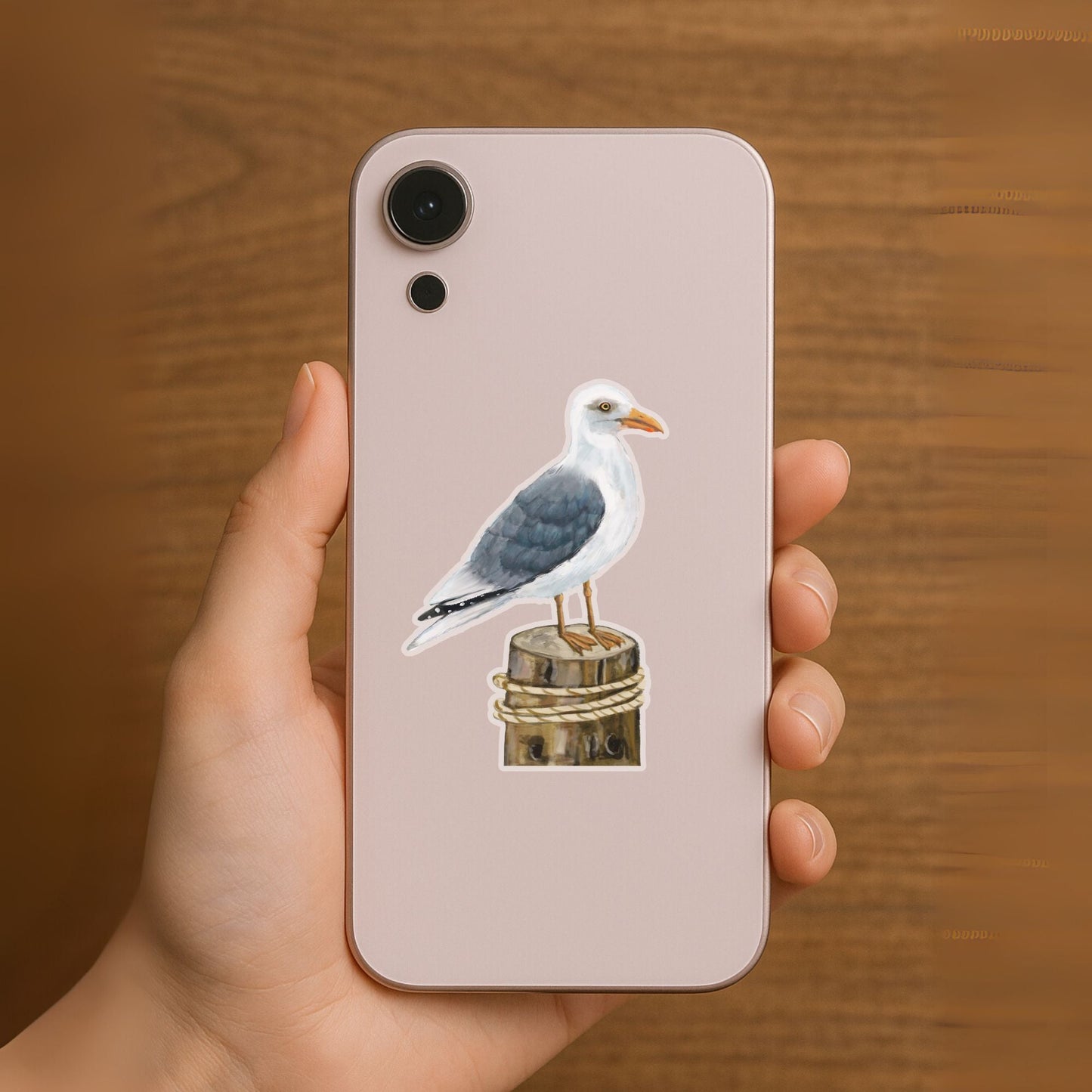 Seagull on Pier Sticker - MerikaArt