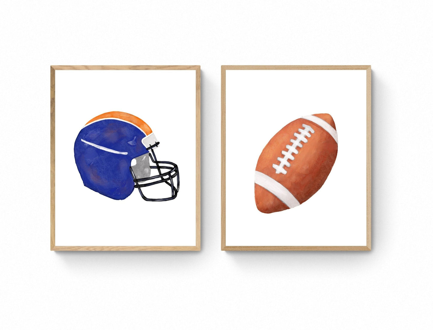 Set of 2 American Football Print, Sport Painting, Football Helmet, Boys Room Gift, Kids Wall Art, Nursery Decor, Sports Lover Drawing - MerikaArt