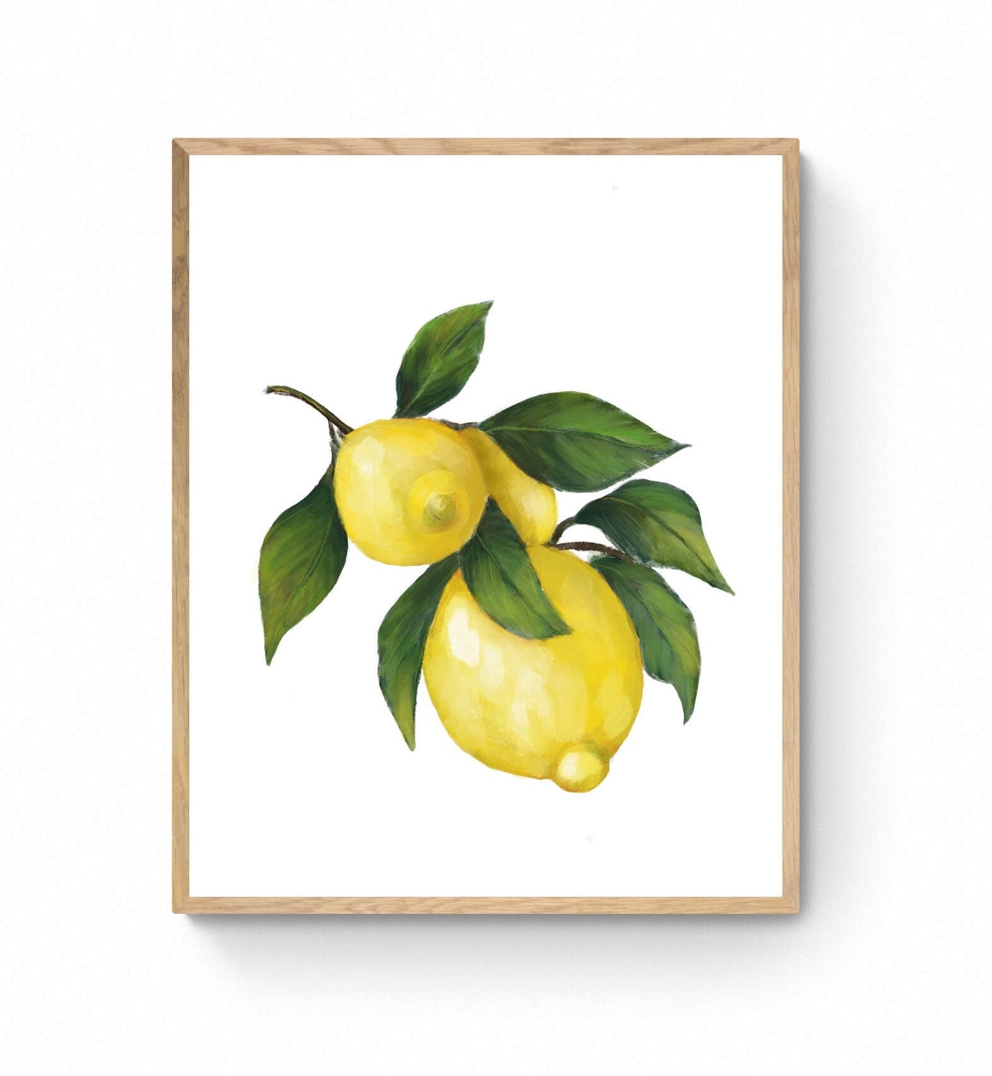 Set of 2 Lemon and Tree Art Print, Lemons Wall Art, Blue and White Planter, Dining Room Decor, Citrus Painting, Farmhouse Decor - MerikaArt