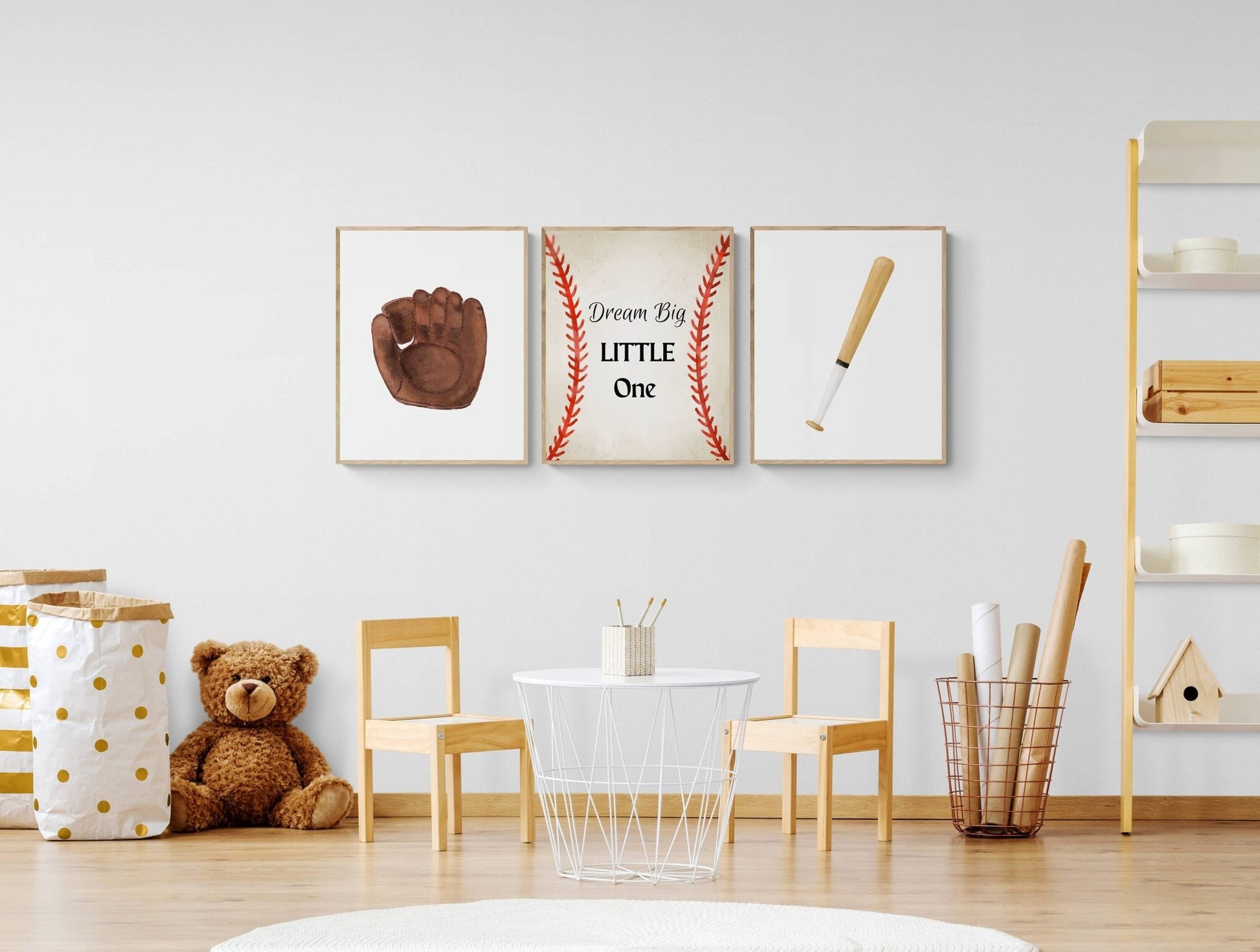 Set of 3 Baseball Prints, Sport Painting, Boys Room Wall Art, Girls Room Print, Toddler Wall Art, Nursery Decor, Sports Lover Gift - MerikaArt