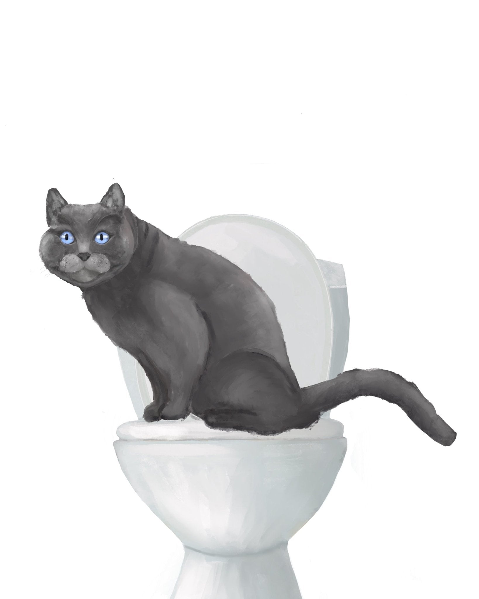 Set of 3 Gray Cat Bathroom Wall Art - MerikaArt