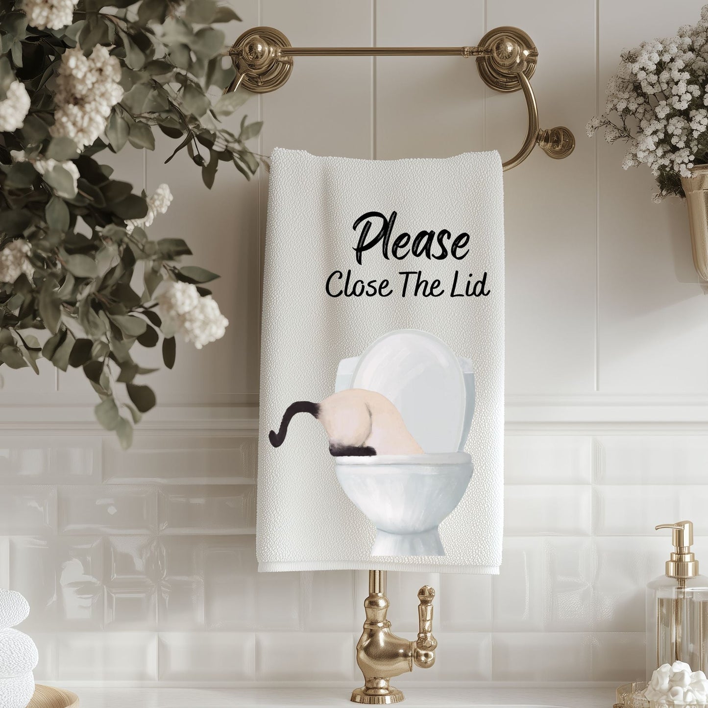 Siamese Cat Bathroom Towel - MerikaArt
