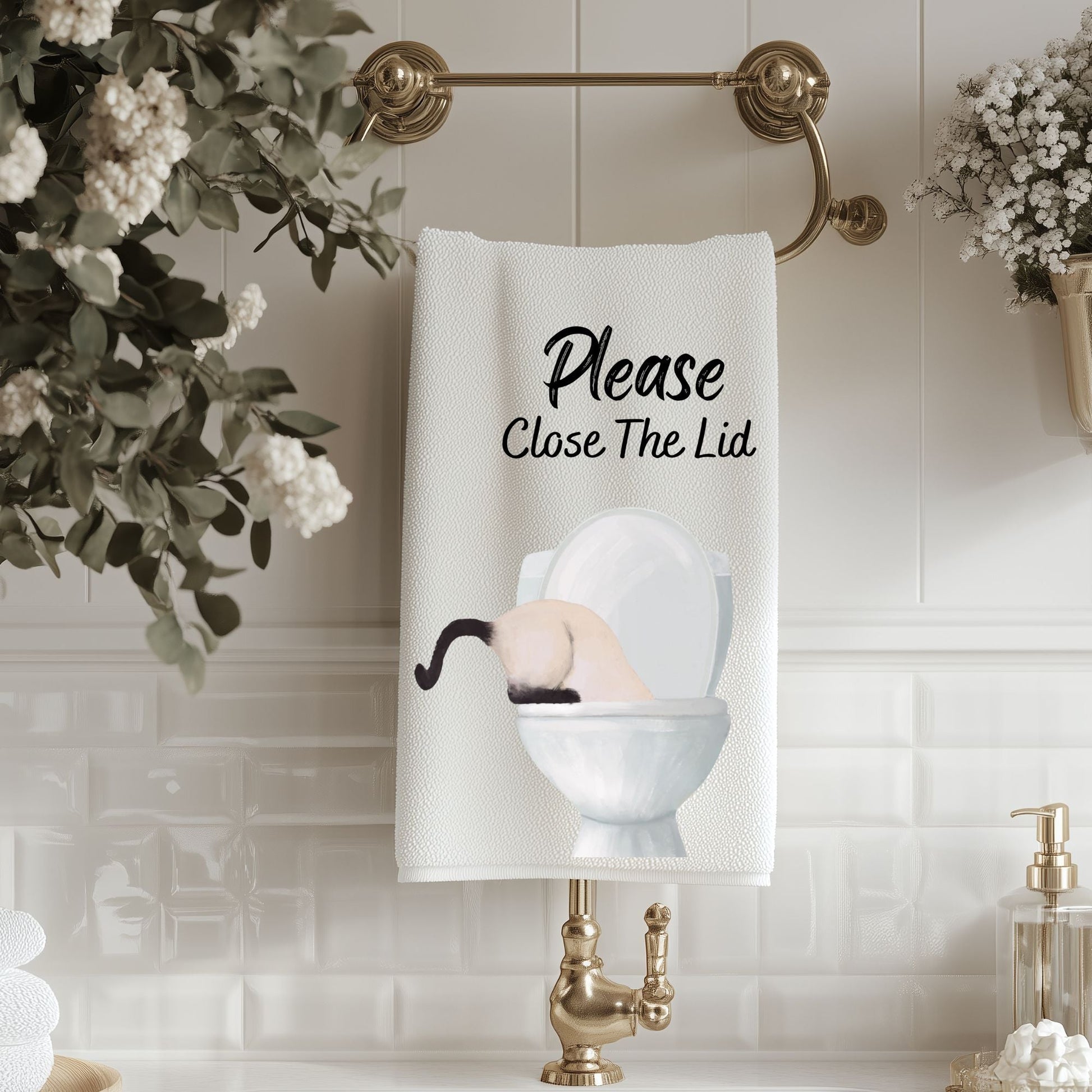 Siamese Cat Bathroom Towel - MerikaArt