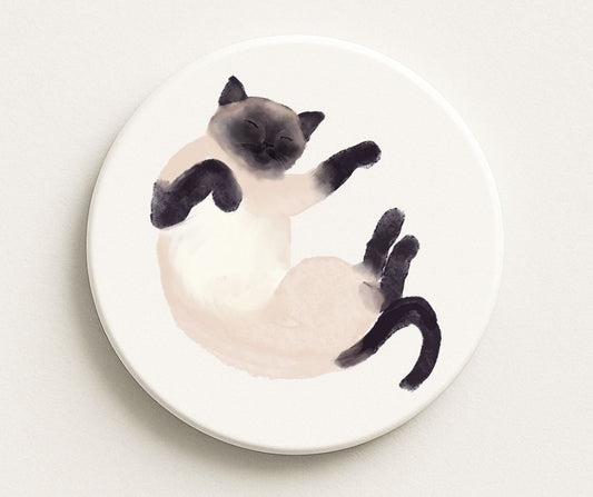 Siamese Cat Ceramic Coaster - MerikaArt