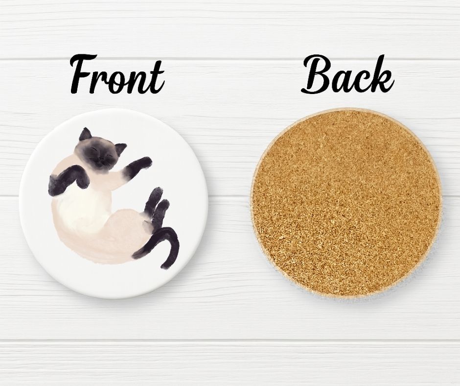 Siamese Cat Ceramic Coaster - MerikaArt