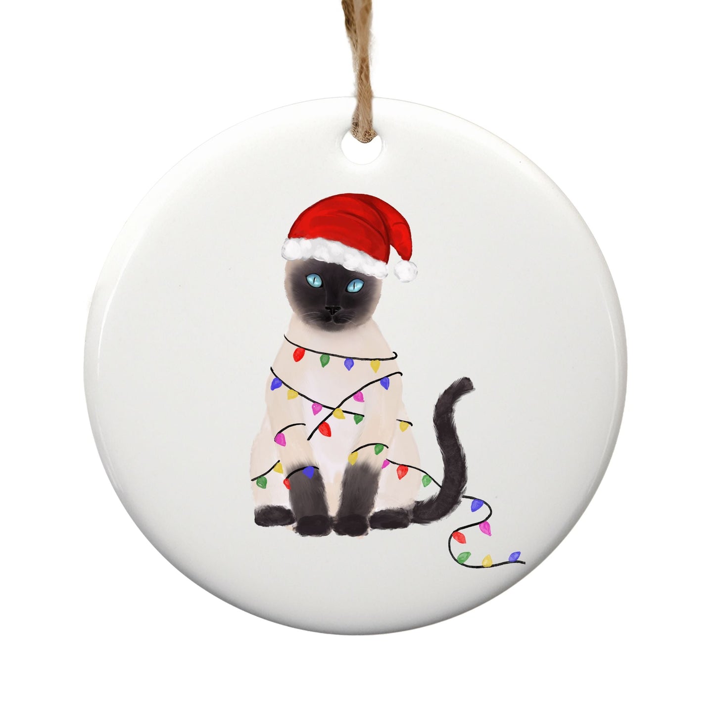 Siamese Cat Ceramic Ornament - MerikaArt