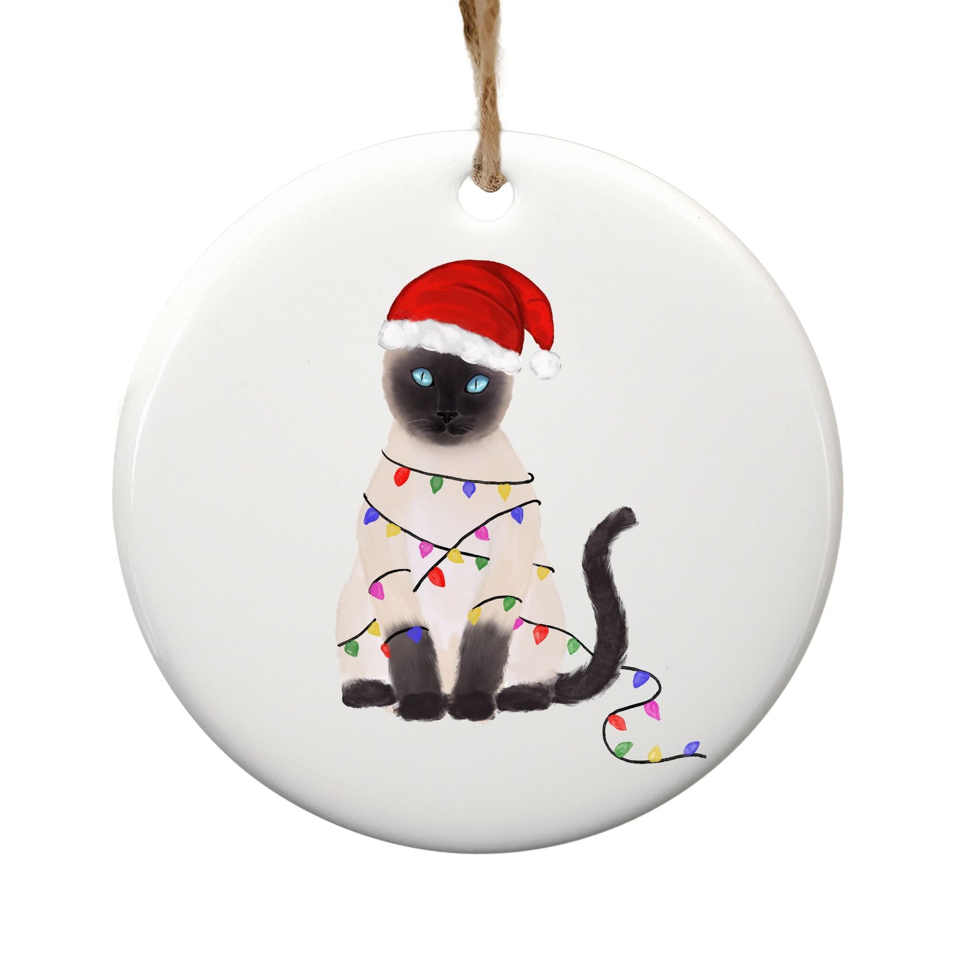 Siamese Cat Ceramic Ornament - MerikaArt