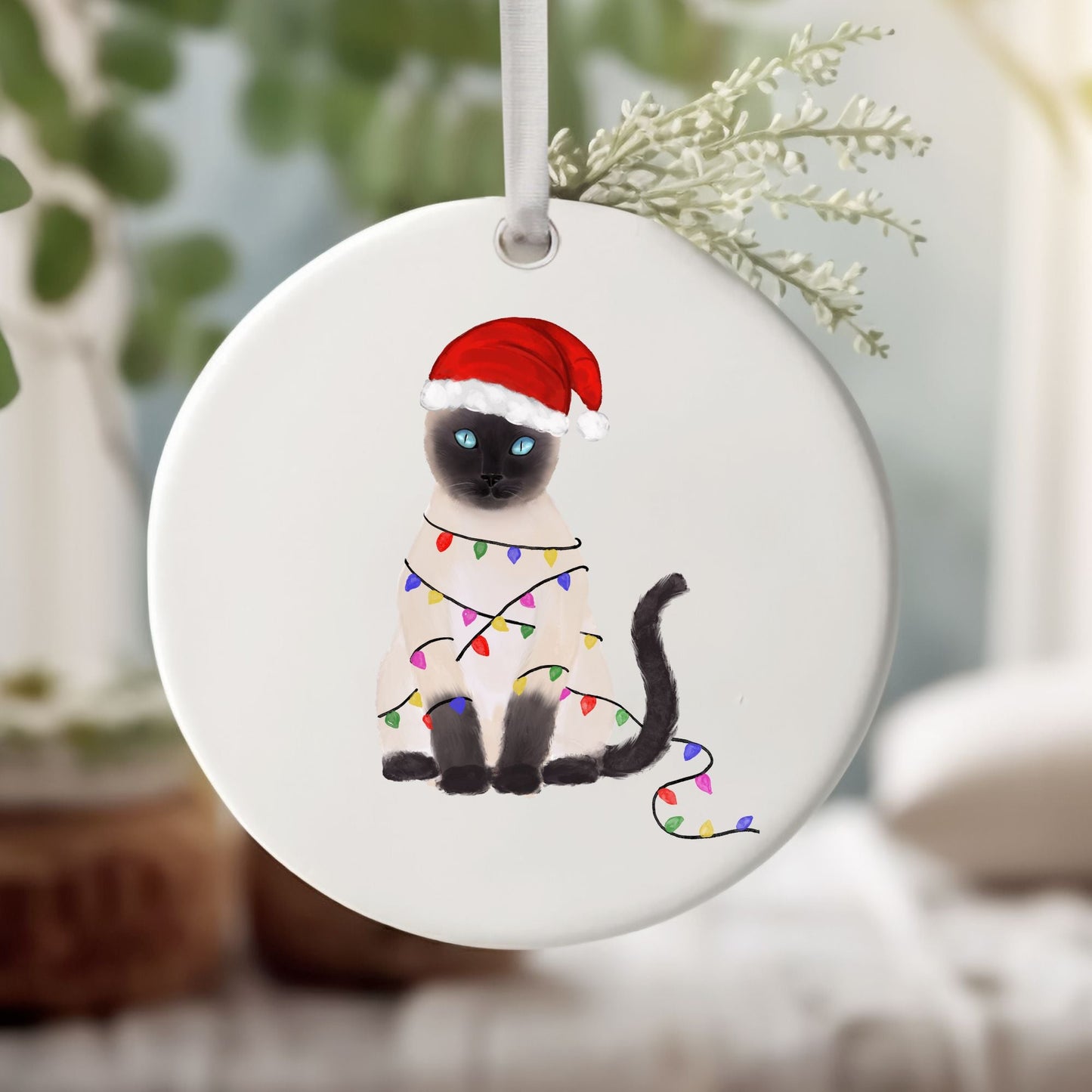 Siamese Cat Ceramic Ornament - MerikaArt
