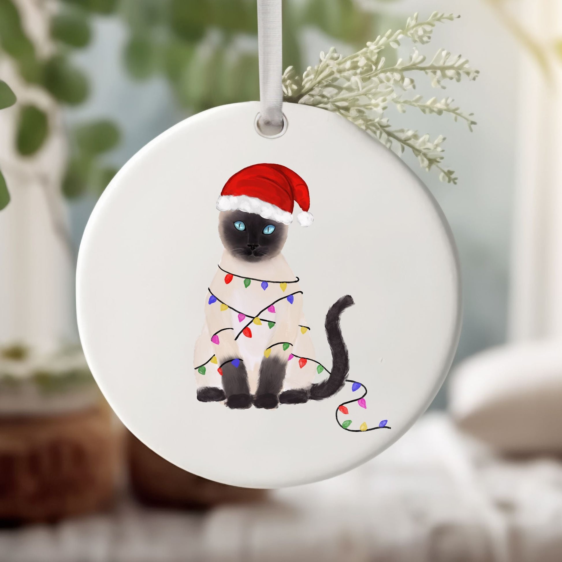 Siamese Cat Ceramic Ornament - MerikaArt