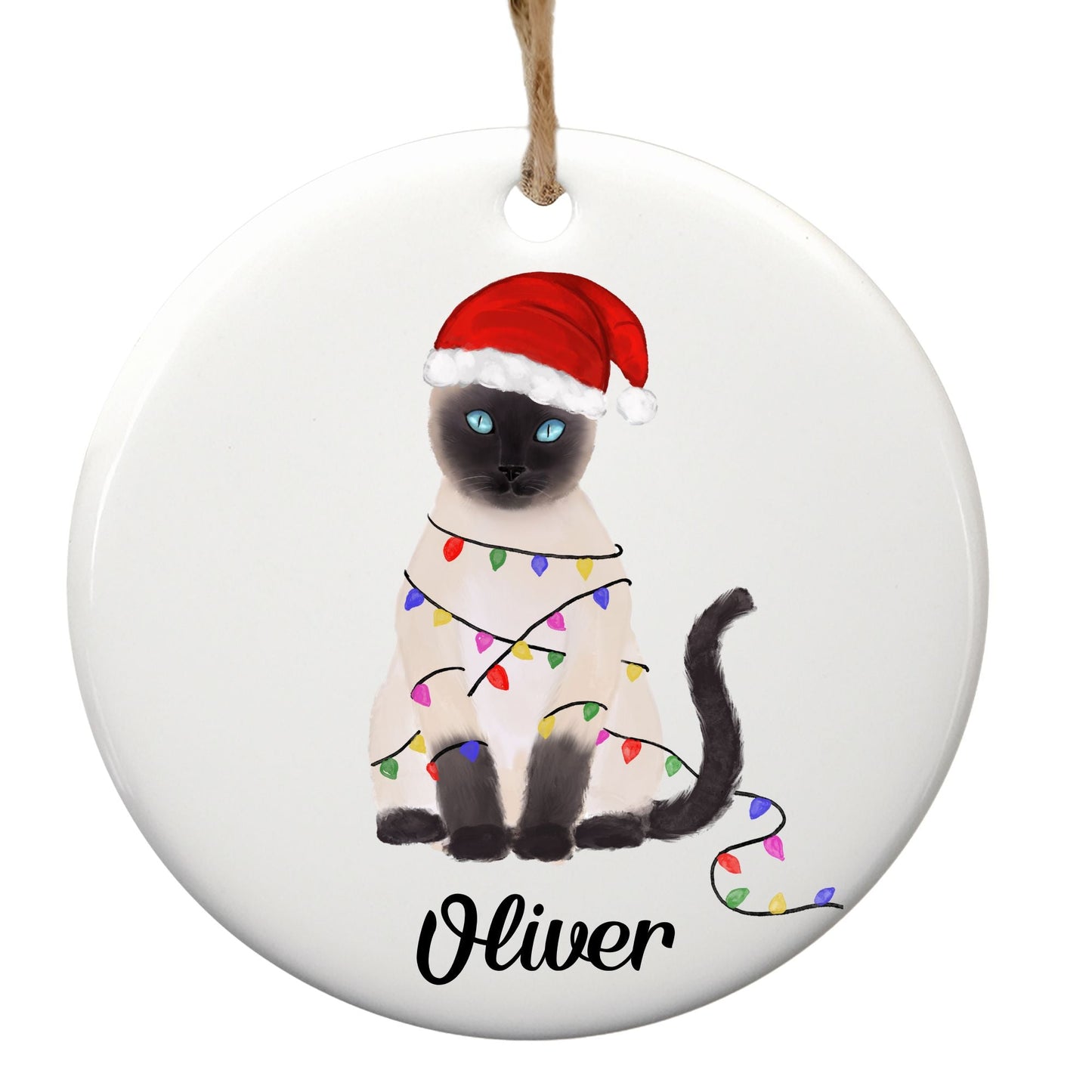 Siamese Cat Ceramic Ornament - MerikaArt