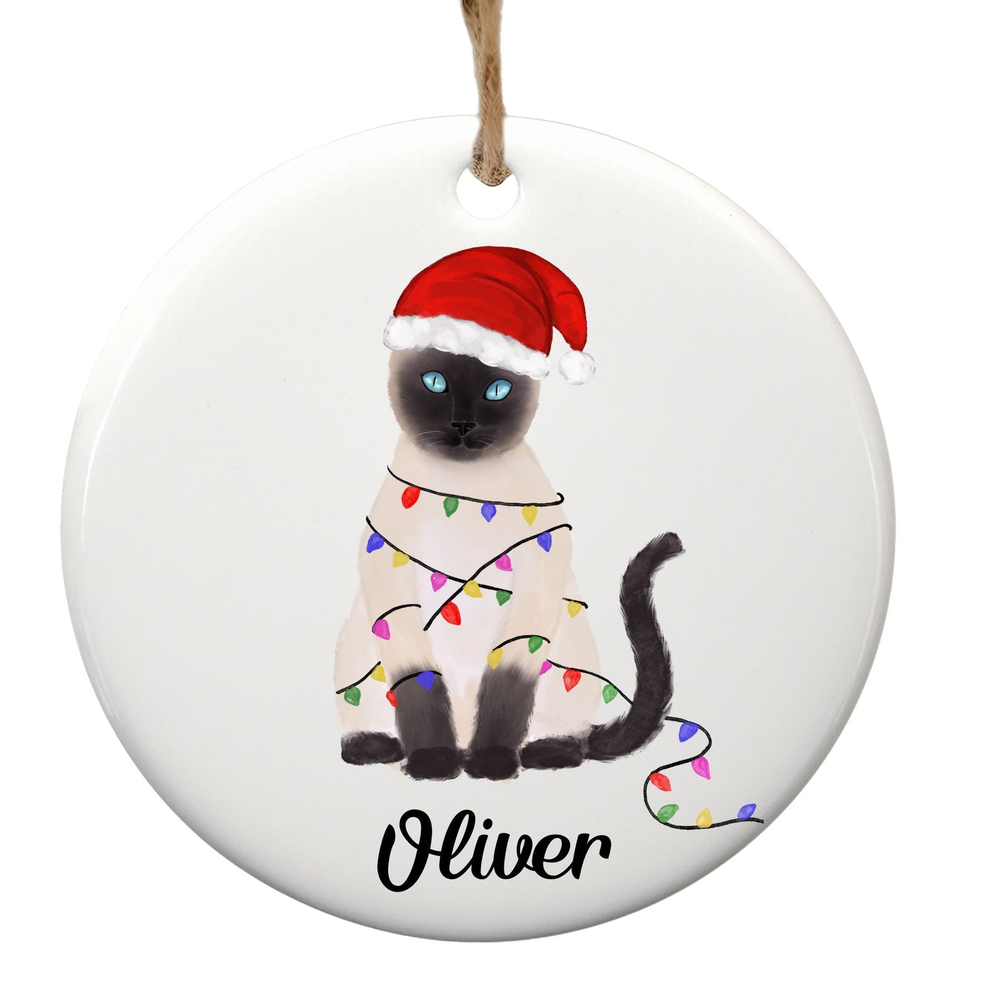 Siamese Cat Ceramic Ornament - MerikaArt