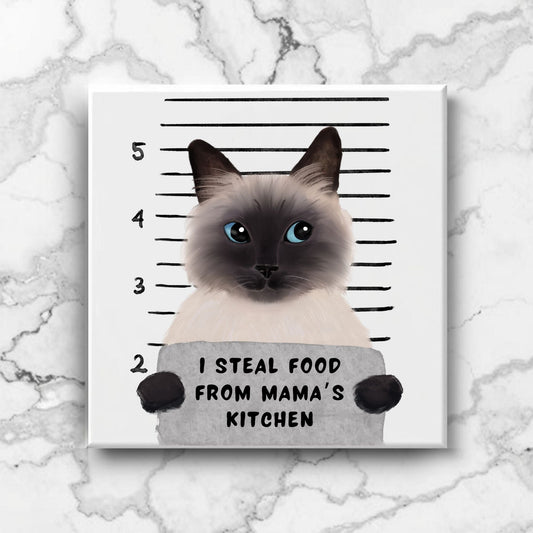 Siamese Cat Mugshot Ceramic Tile - MerikaArt