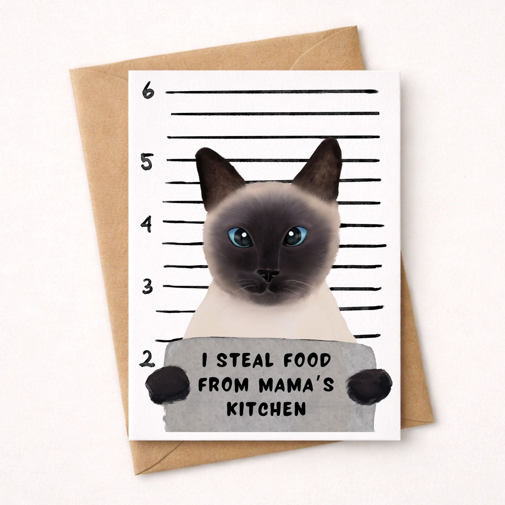 Siamese Cat Mugshot Postcard - MerikaArt