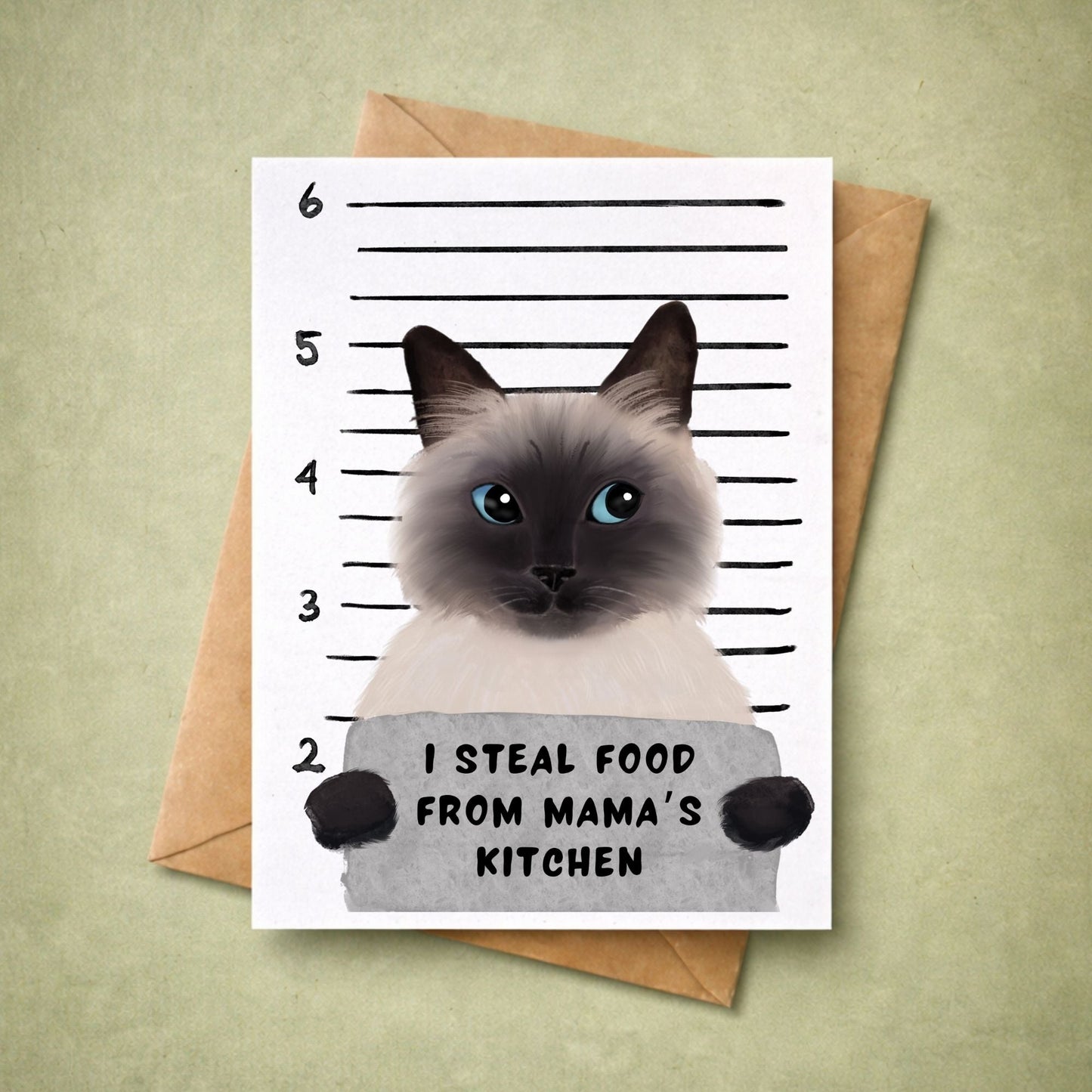 Siamese Cat Mugshot Postcard - MerikaArt