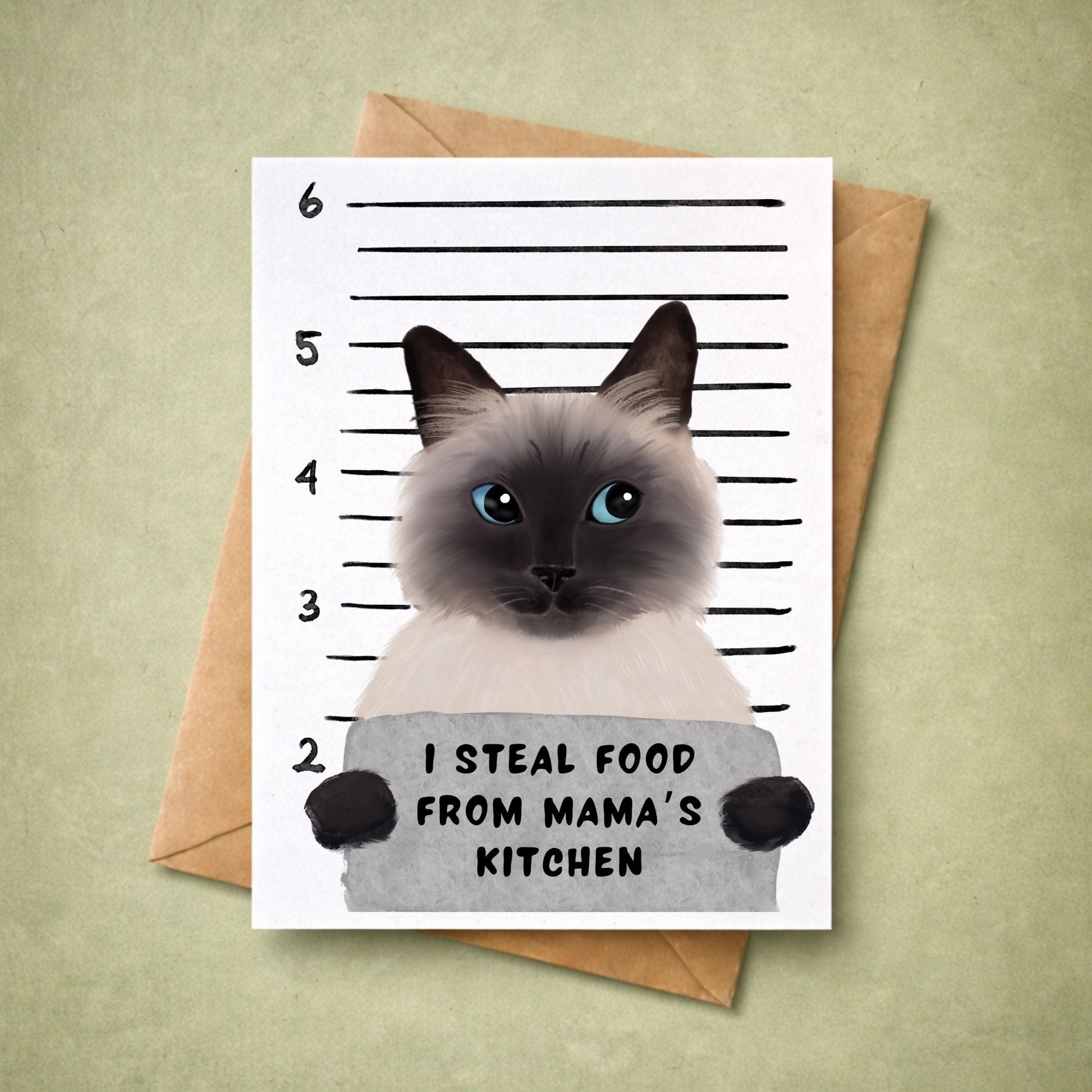 Siamese Cat Mugshot Postcard - MerikaArt