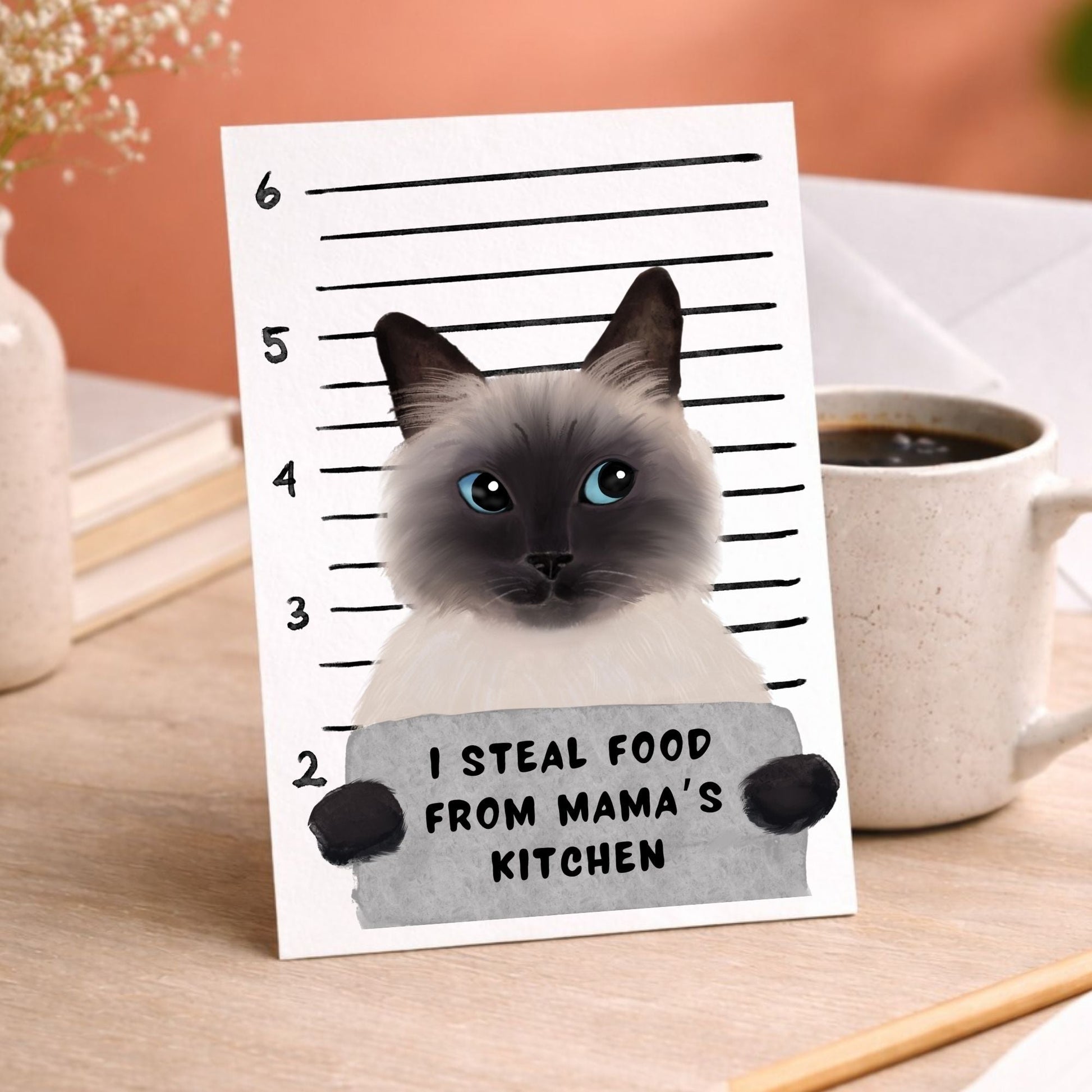 Siamese Cat Mugshot Postcard - MerikaArt