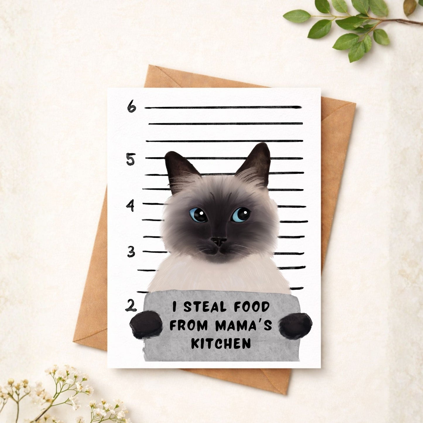 Siamese Cat Mugshot Postcard - MerikaArt