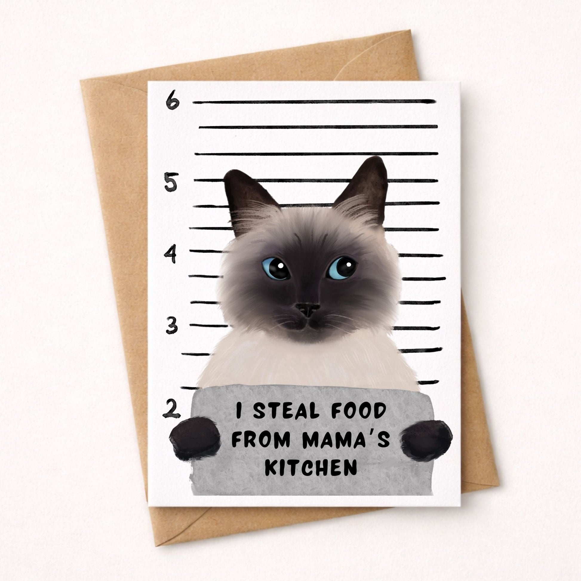 Siamese Cat Mugshot Postcard - MerikaArt