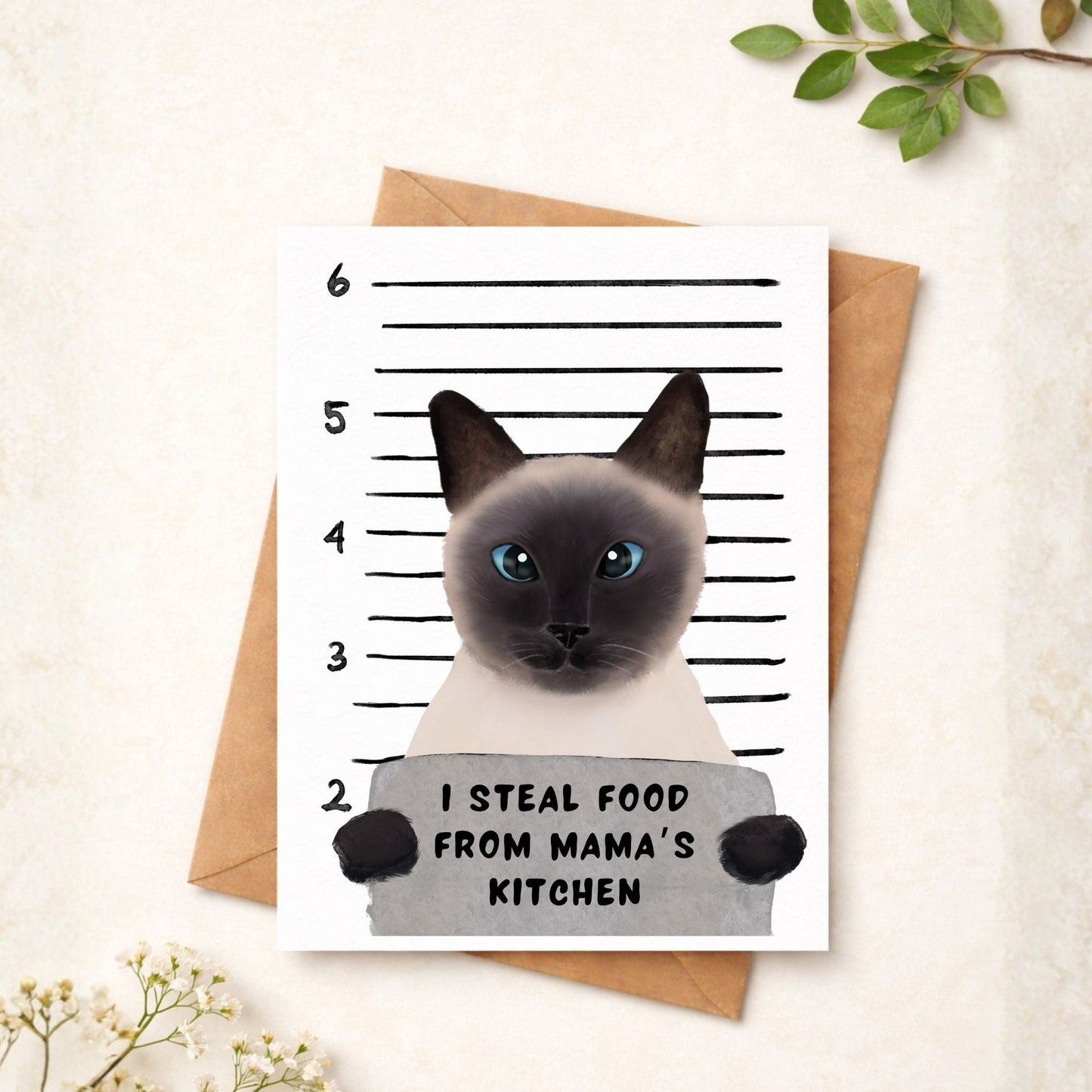 Siamese Cat Mugshot Postcard - MerikaArt