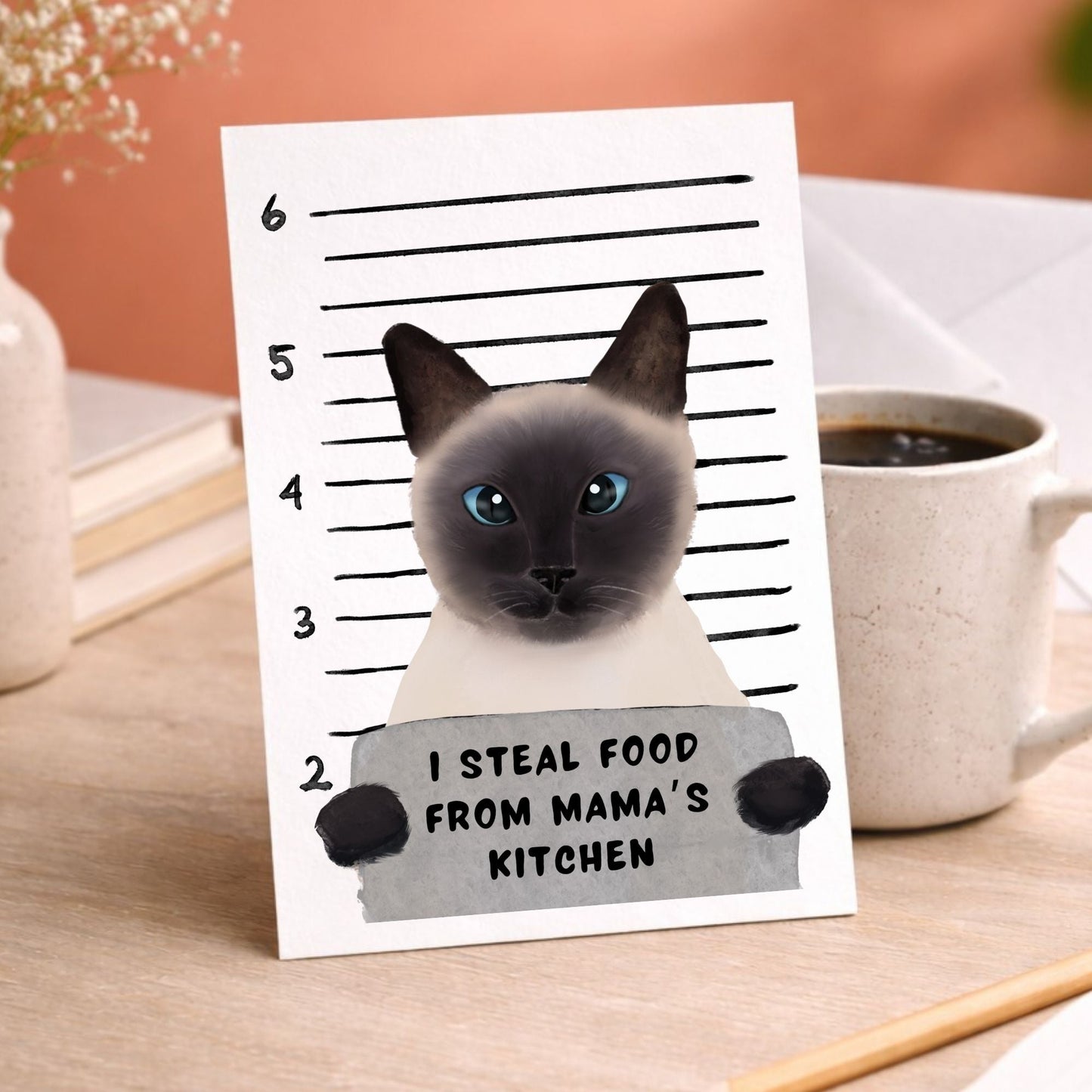 Siamese Cat Mugshot Postcard - MerikaArt