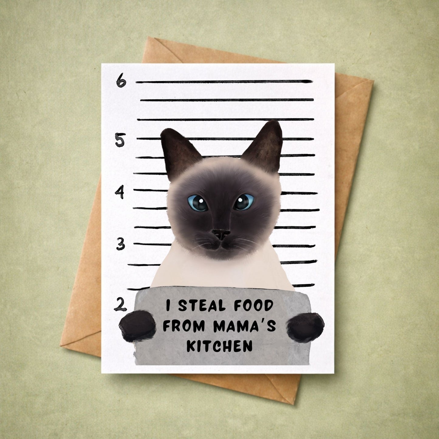 Siamese Cat Mugshot Postcard - MerikaArt