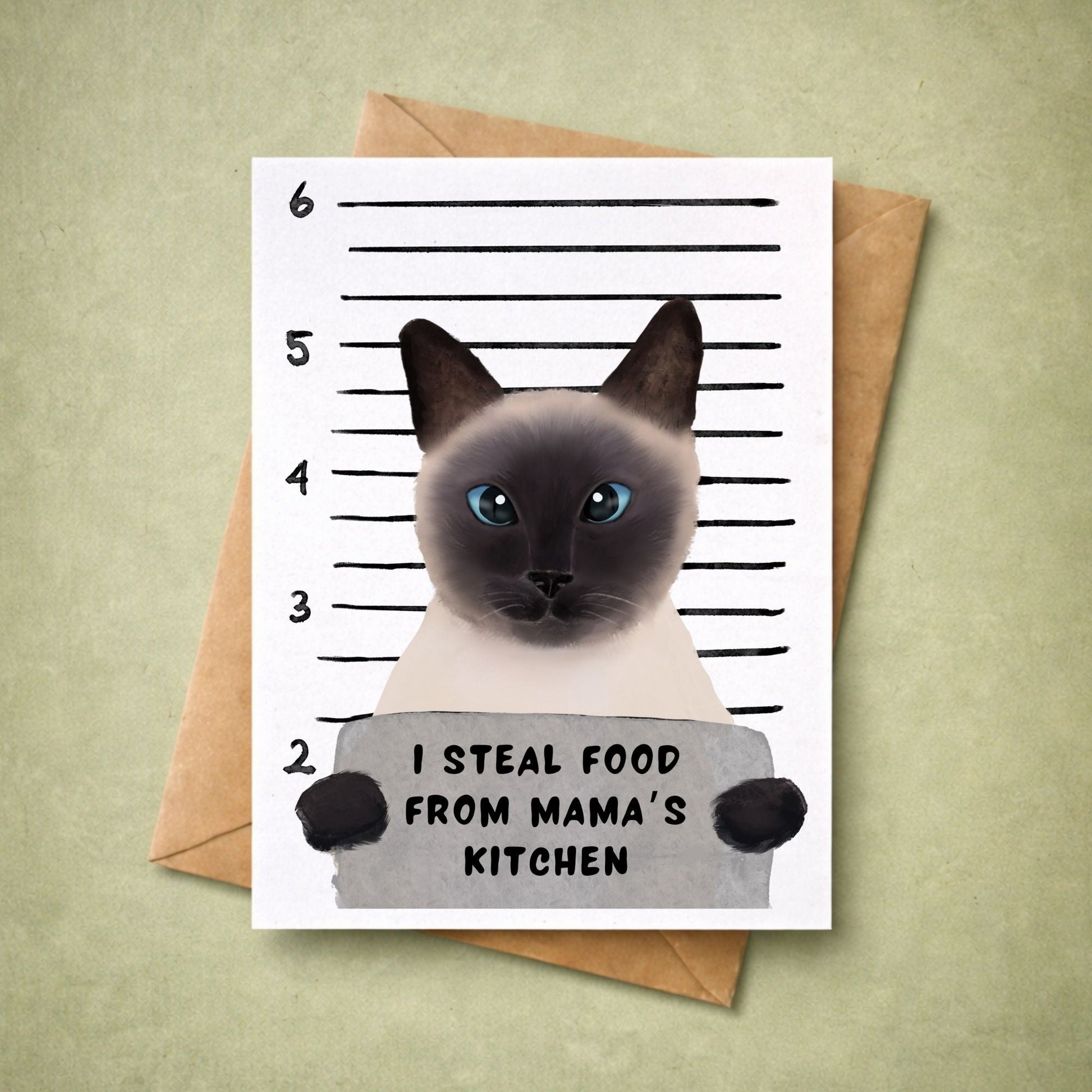 Siamese Cat Mugshot Postcard - MerikaArt