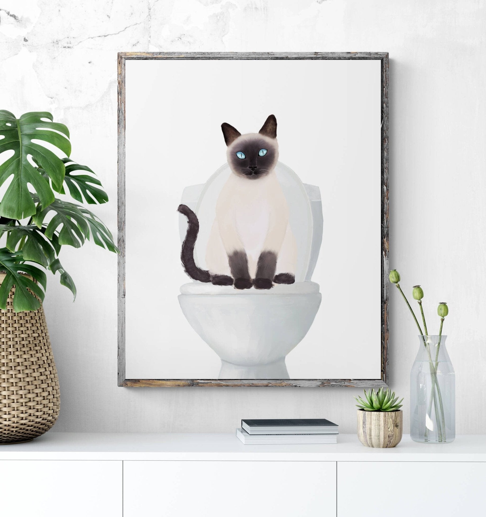 Original Cat Painting | Siamese Cat Wall Art | Siamese Cat Decor | Custom Cat Portrait | Cat 2024 Artwork | Crazy Cat Lady Gift | Cat Lover Gift