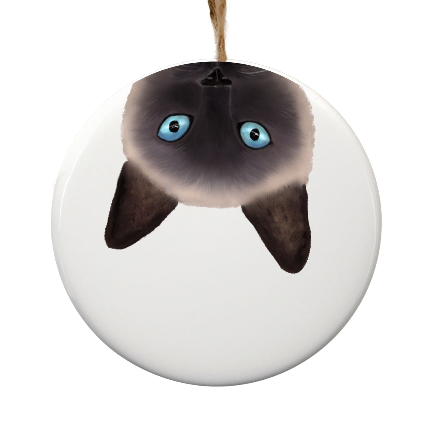 Siamese Cat Peekaboo Ceramic Ornament - MerikaArt