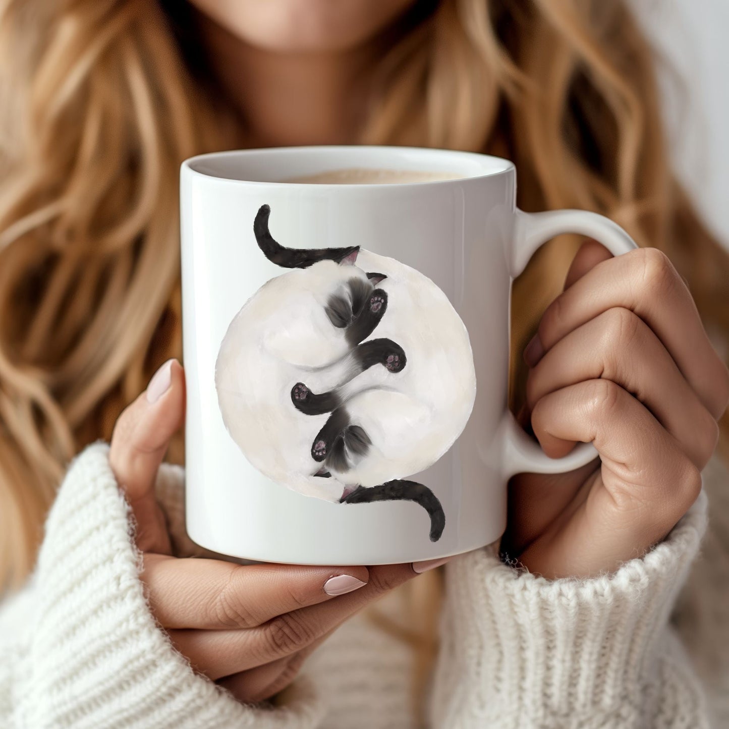 Siamese Sleeping Cats Mug - MerikaArt