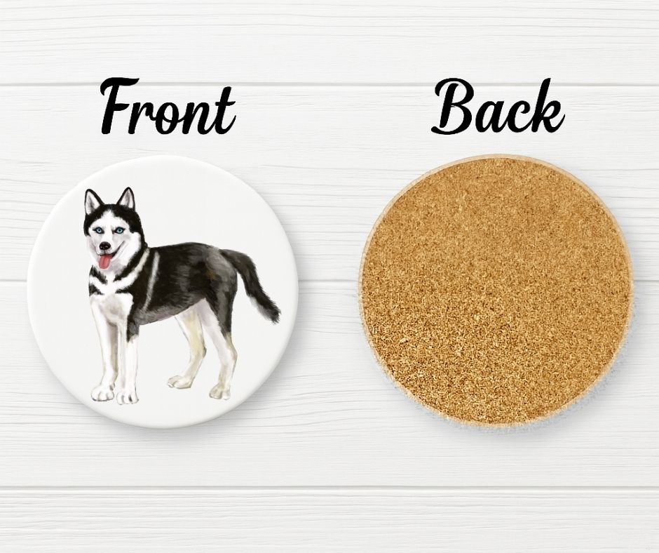 Siberian Husky Ceramic Coaster - MerikaArt