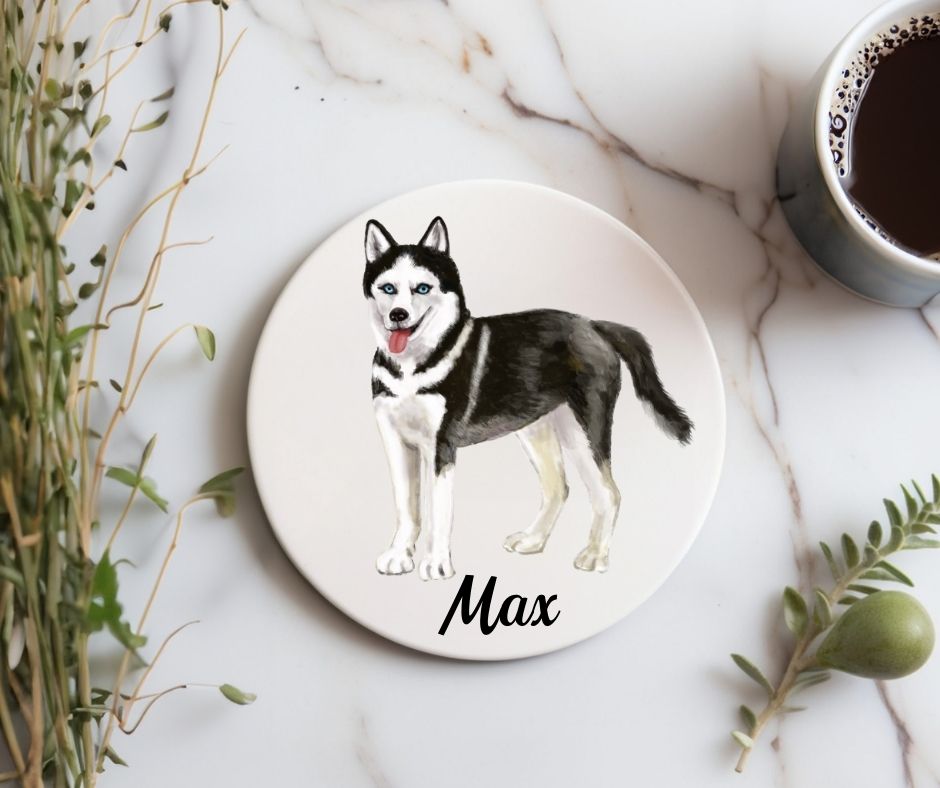 Siberian Husky Ceramic Coaster - MerikaArt