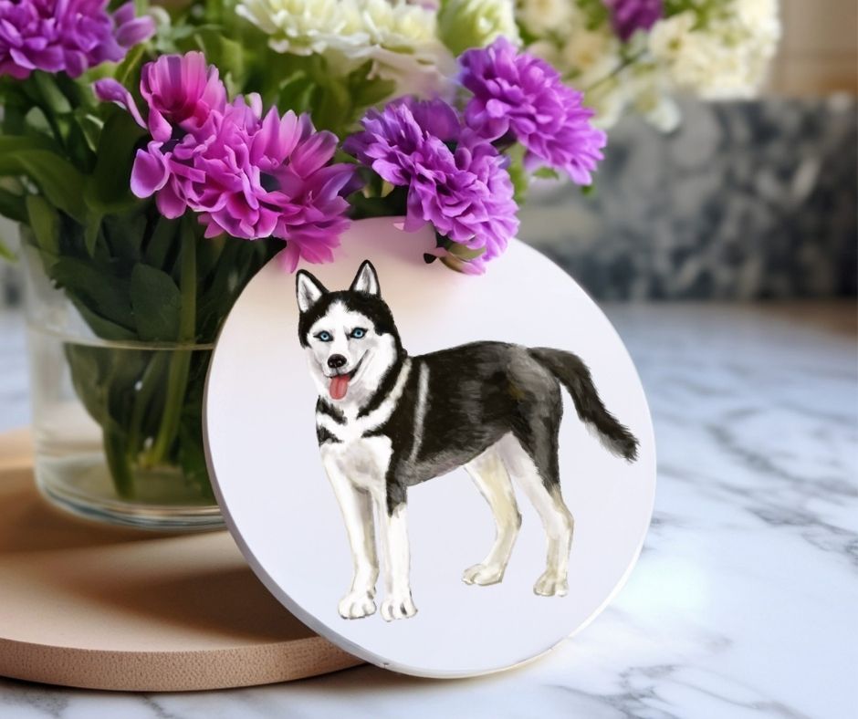 Siberian Husky Ceramic Coaster - MerikaArt