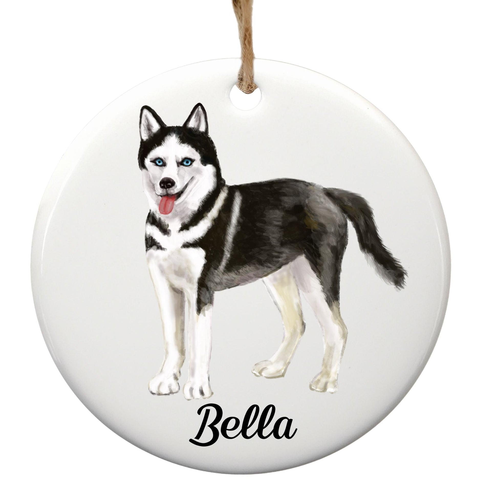 Siberian Husky Ceramic Ornament - MerikaArt