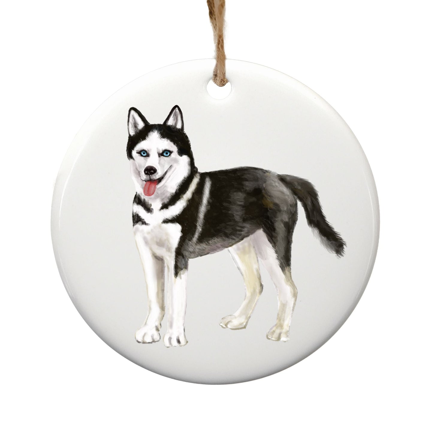 Siberian Husky Ceramic Ornament - MerikaArt