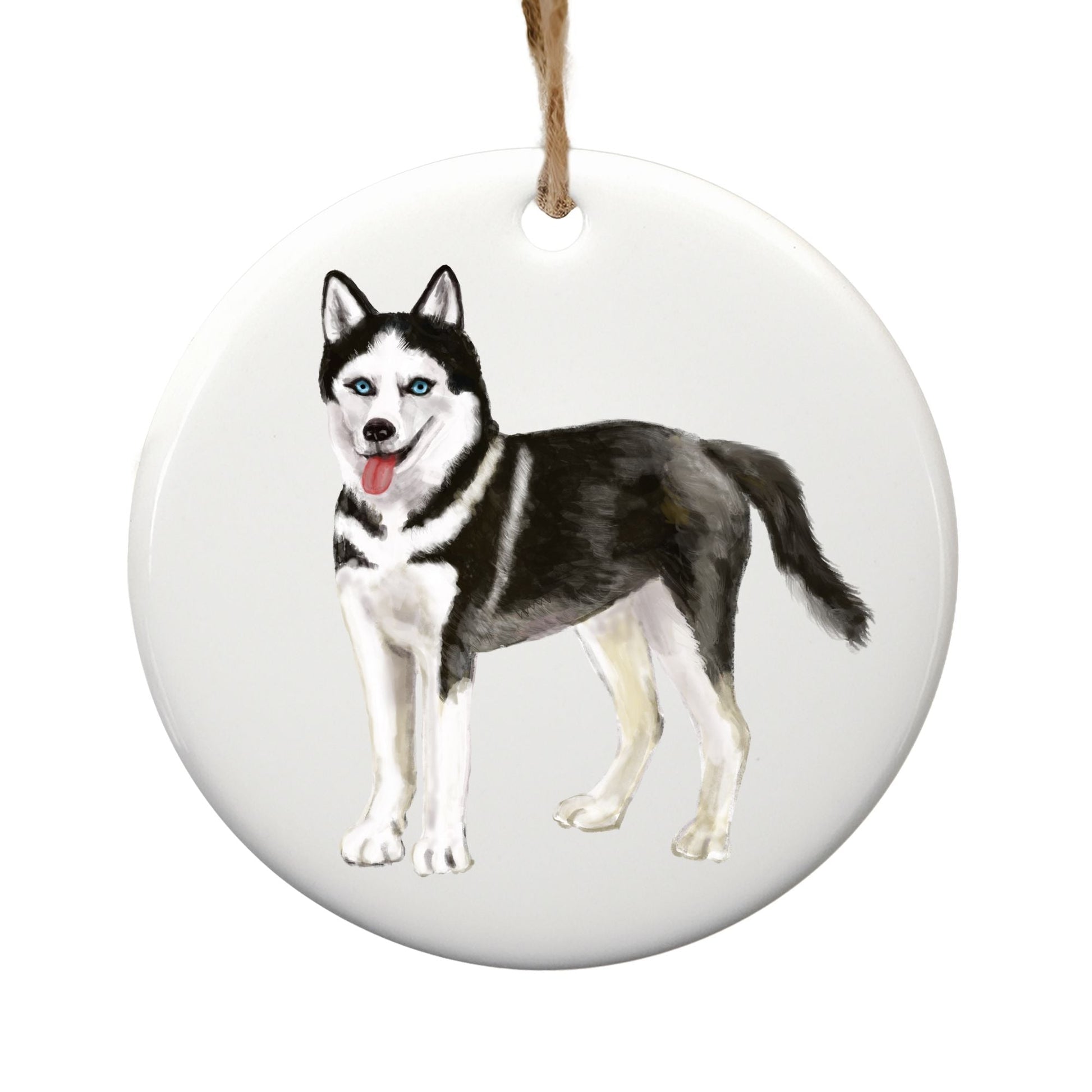 Siberian Husky Ceramic Ornament - MerikaArt