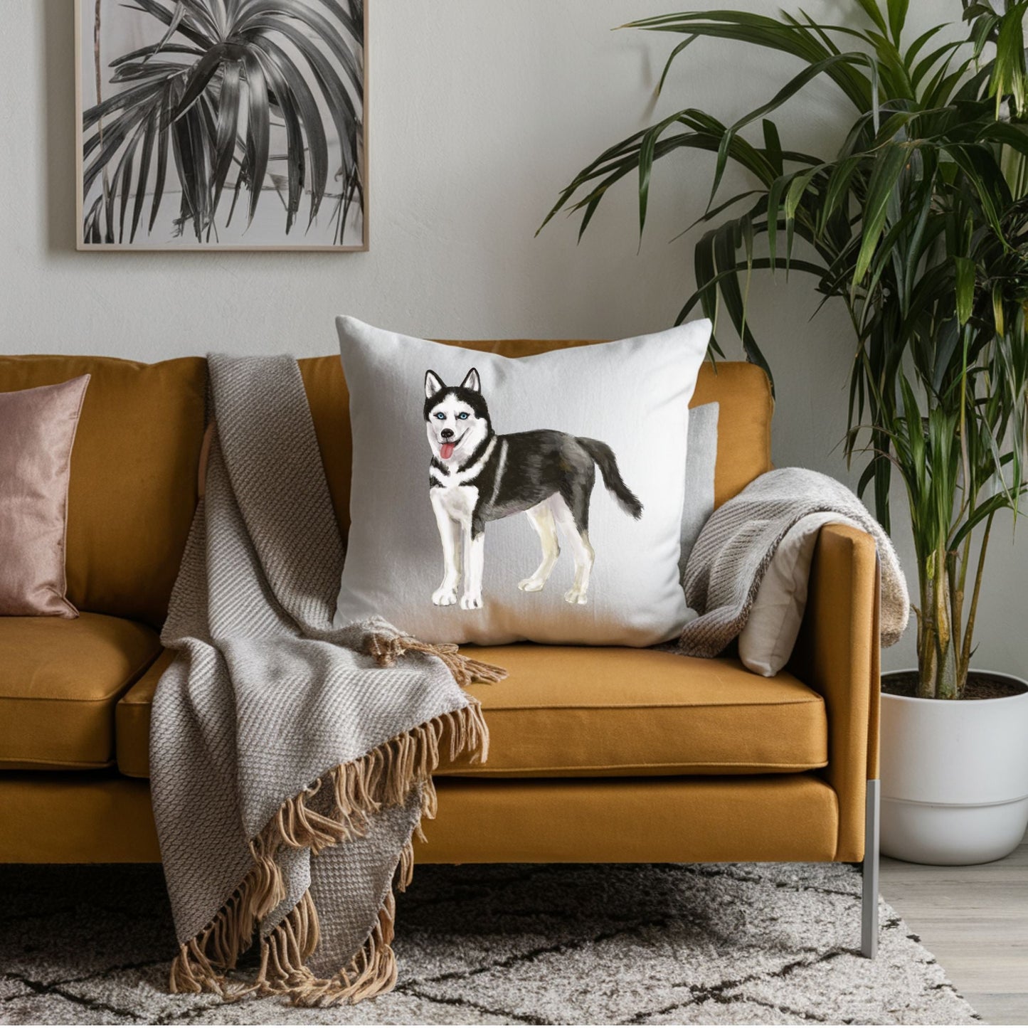 Siberian Husky Pillow - MerikaArt