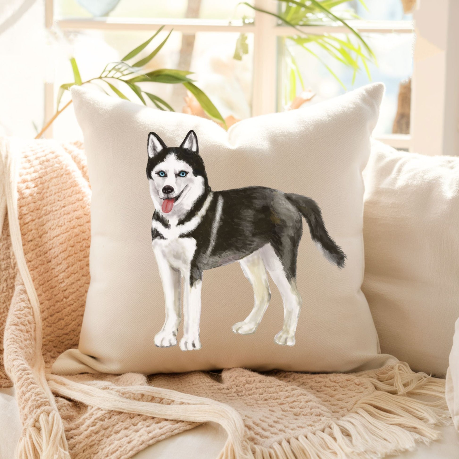 Siberian Husky Pillow - MerikaArt