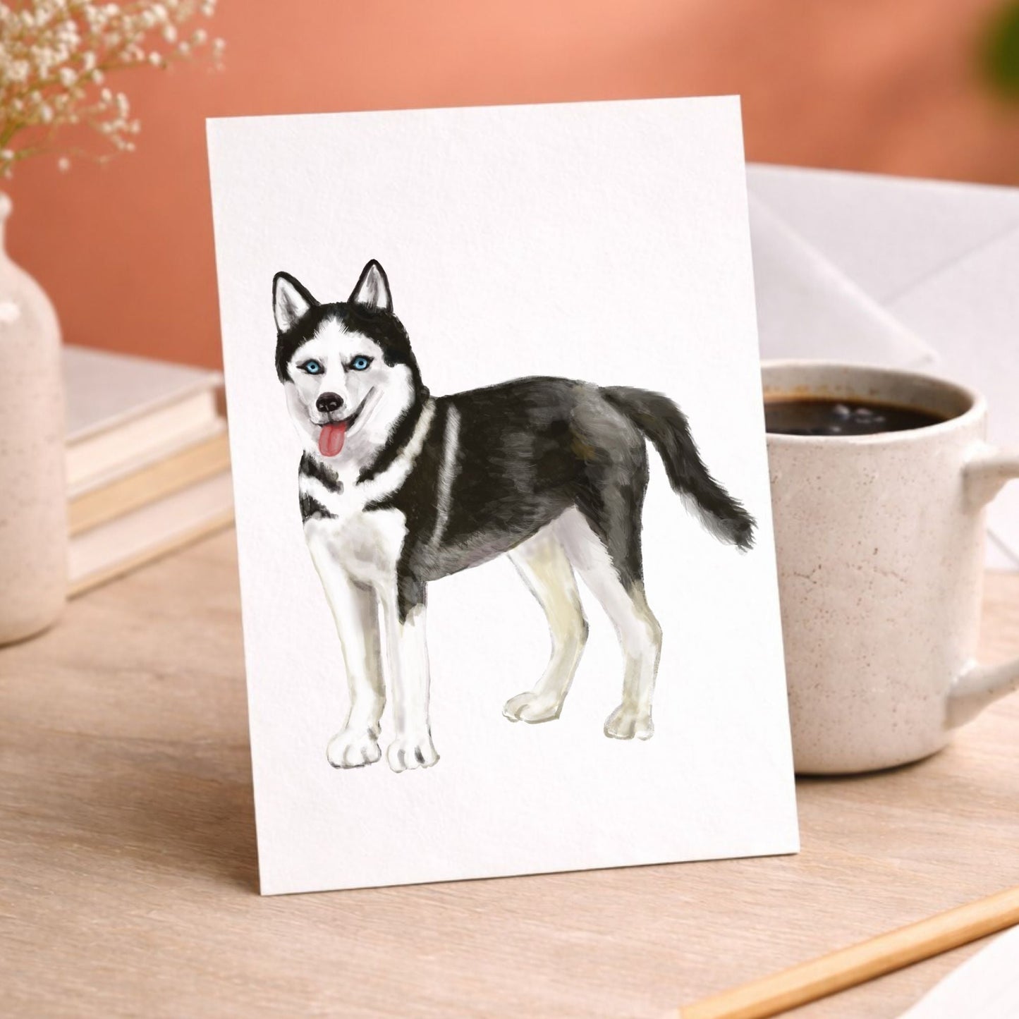 Siberian Husky Postcard - MerikaArt