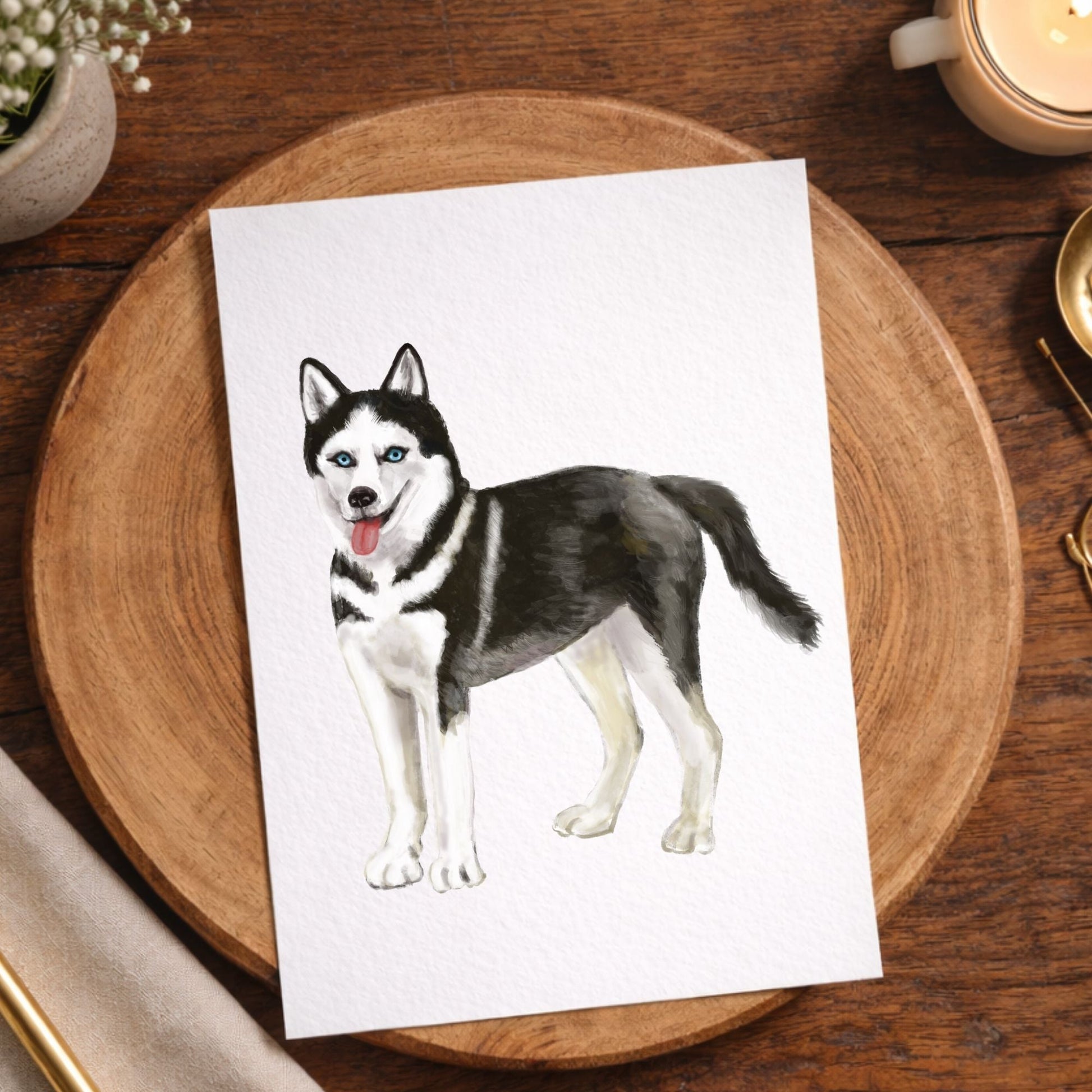 Siberian Husky Postcard - MerikaArt